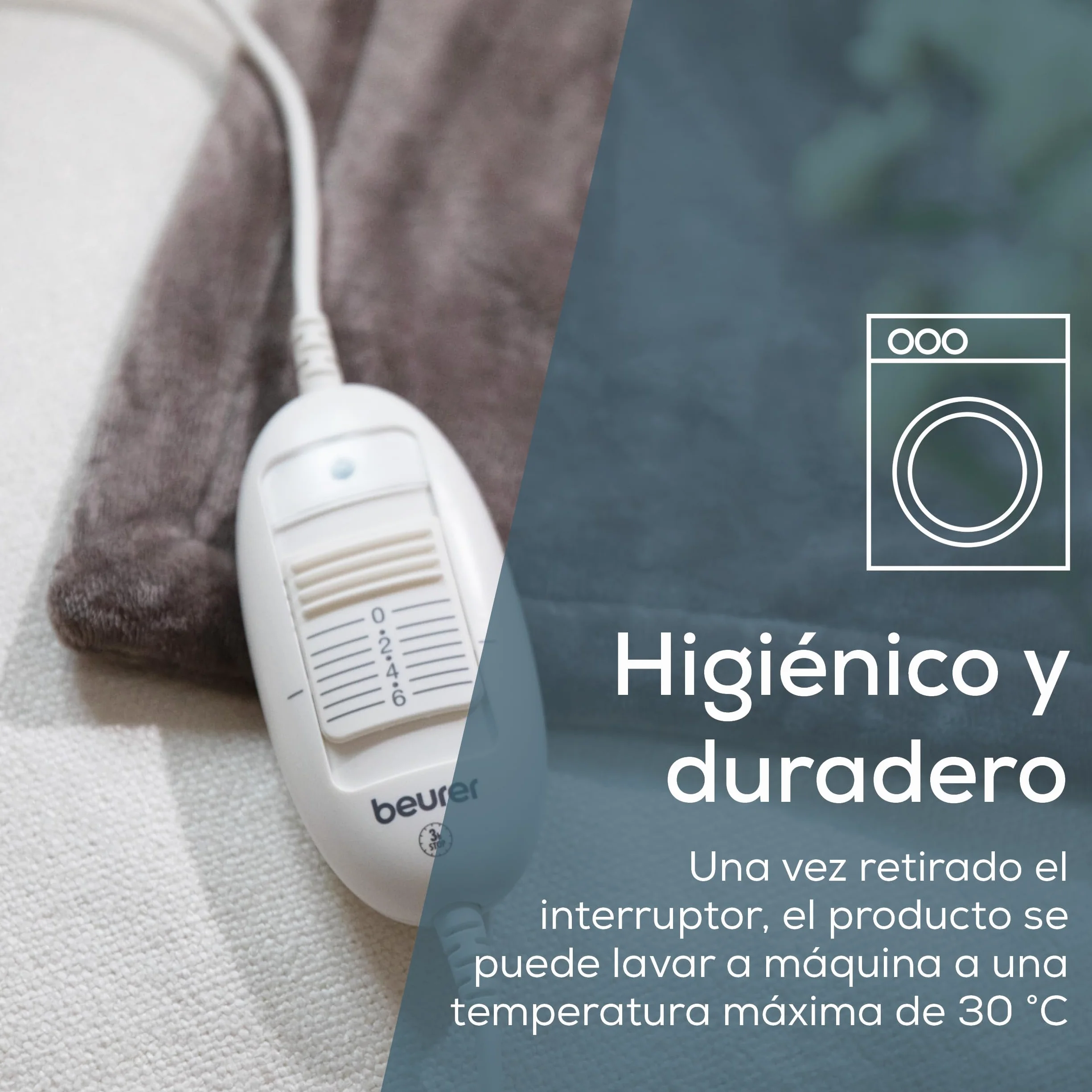 Beurer HD 75 Manta eléctrica, acogedora manta térmica con 6 ajustes de temperatura, sistema de seguridad y desconexión automática, lavable a máquina, color topo, 180 x 130 cm