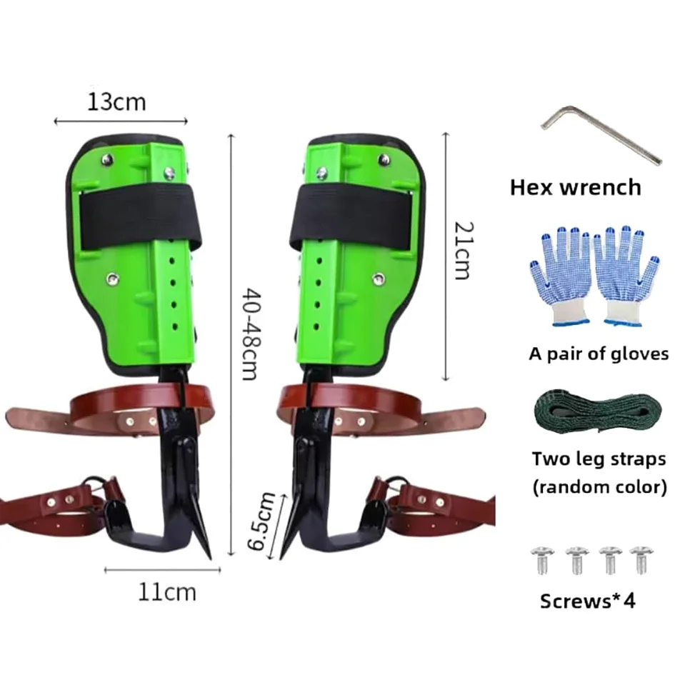 Picos para trepar árboles,Equipo para trepar árboles,Zapatos para trepar árboles,2PCS Diente único,Placa de Suelo Gruesa,con Cierre a presión Correa de Piel de Vacuno y Guantes,para trepar árboles