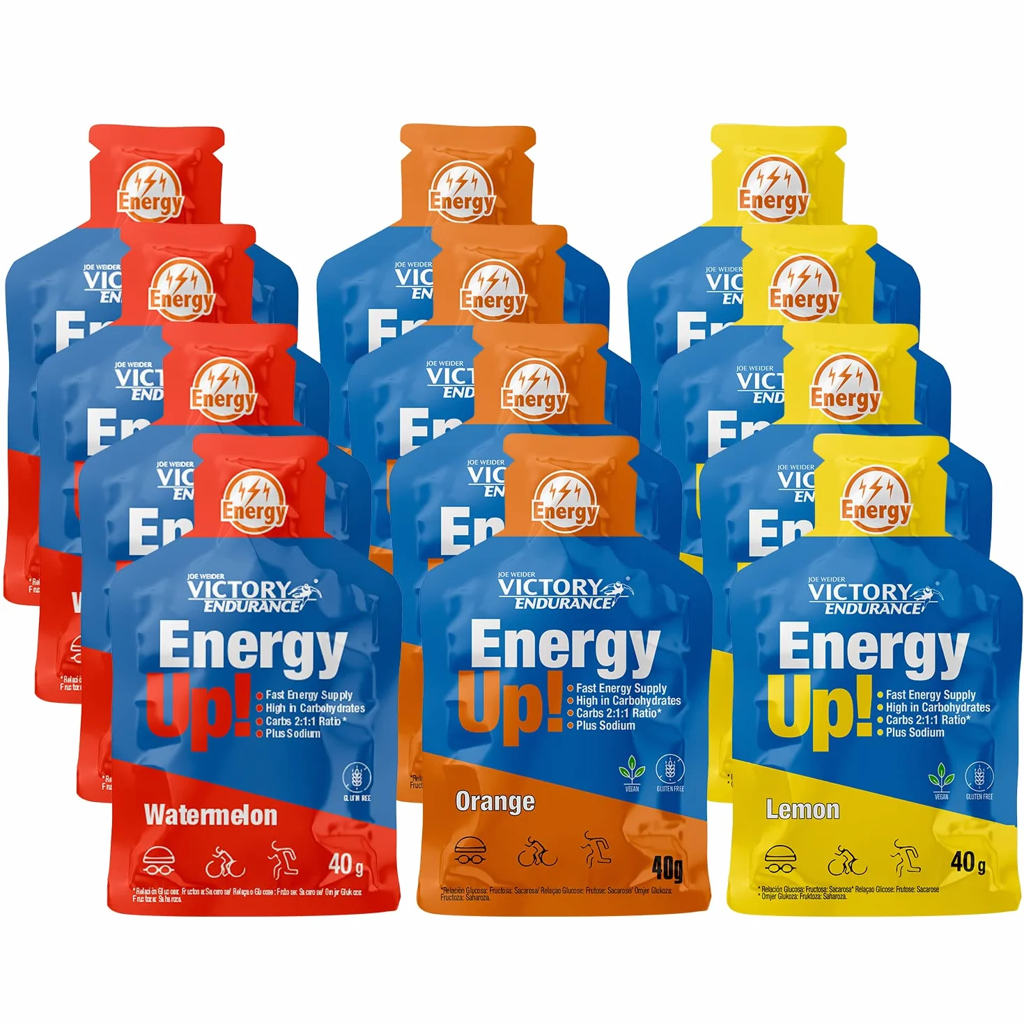 VICTORY ENDURANCE PACK 12x40g Energy Gel sin Cafeína Carbohidratos 2:1:1