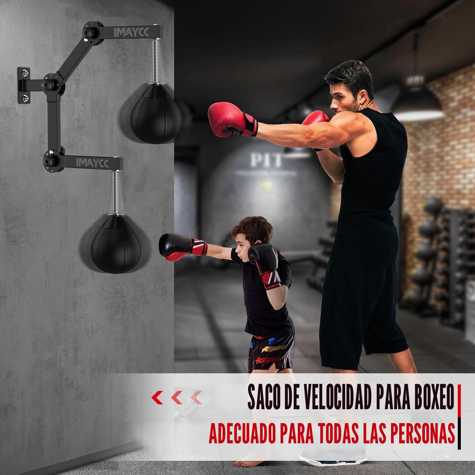IMAYCC Speed Punchingball, soporte de pared para saco de boxeo, altura ajustable y plegable, pera de boxeo, saco de boxeo colgante para niños, adolescentes y adultos, para entrenamiento en el gimnasio