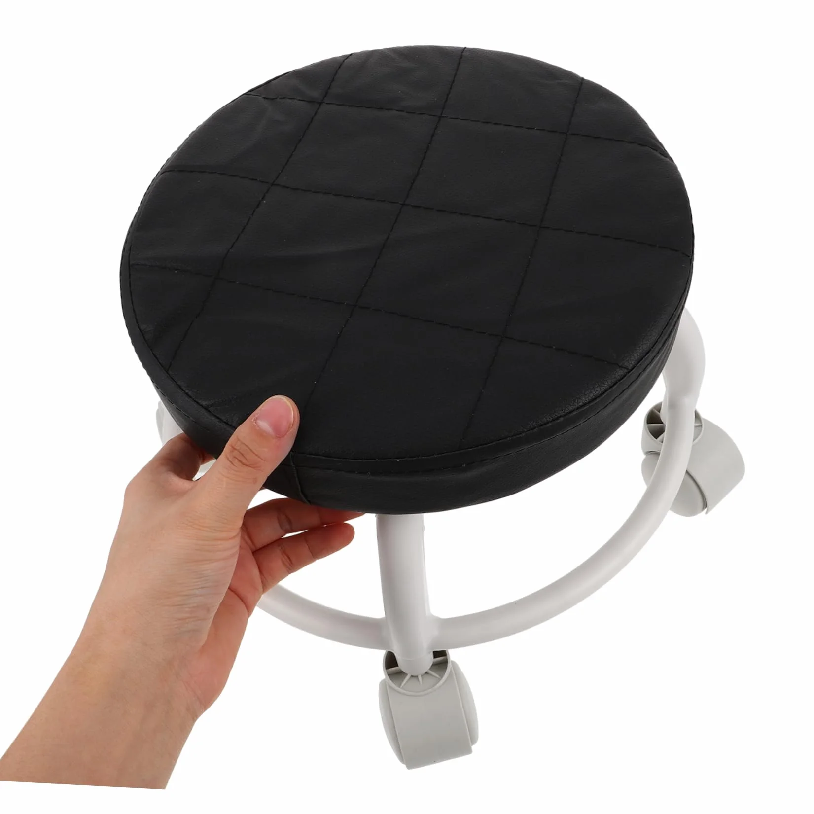 Taburete Pedicura con Ruedas, Asiento PU y Plástico, para Salones de Belleza