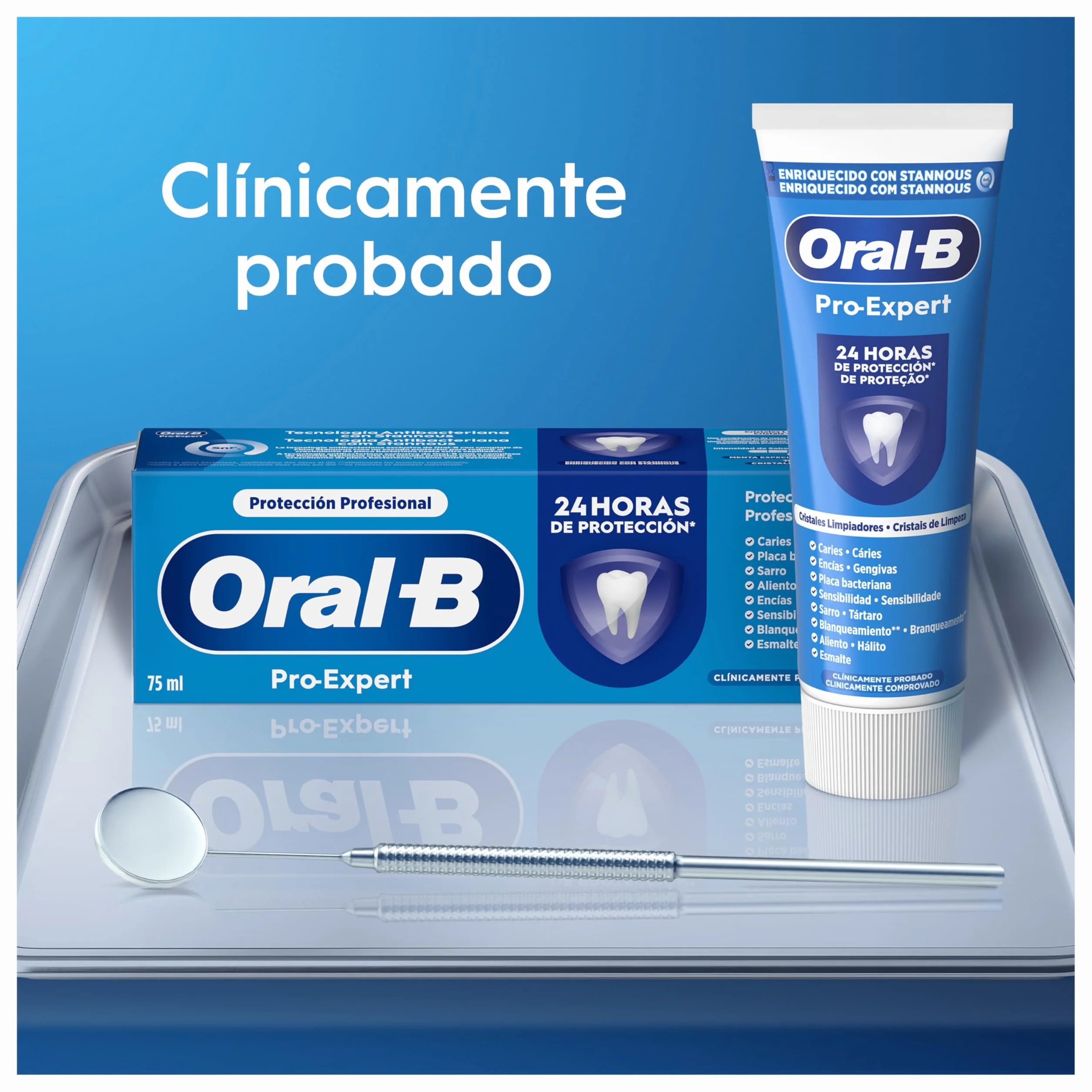 Oral-B Pro-Expert Pasta de Dientes con Fluoruro de Estaño, Pack Ahorro 2x75 ml, Protección Profesional para Encías, Placa, Sarro y Sensibilidad