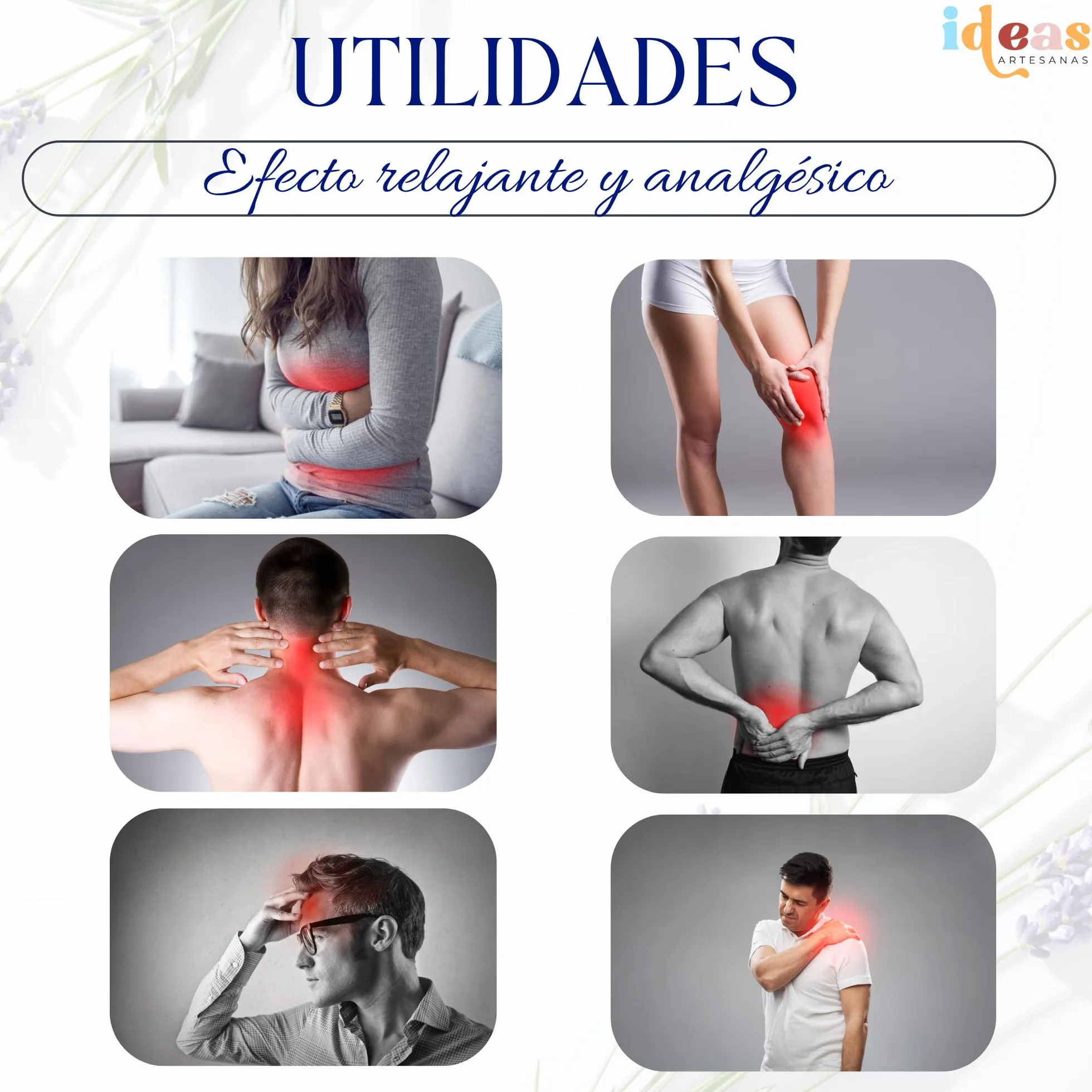 Saco Semillas Microondas Cojín Térmico Ajustable 100% Algodón Trigo Lavanda Alivio Dolores Musculares Menstrual Lumbago Mandala Azul