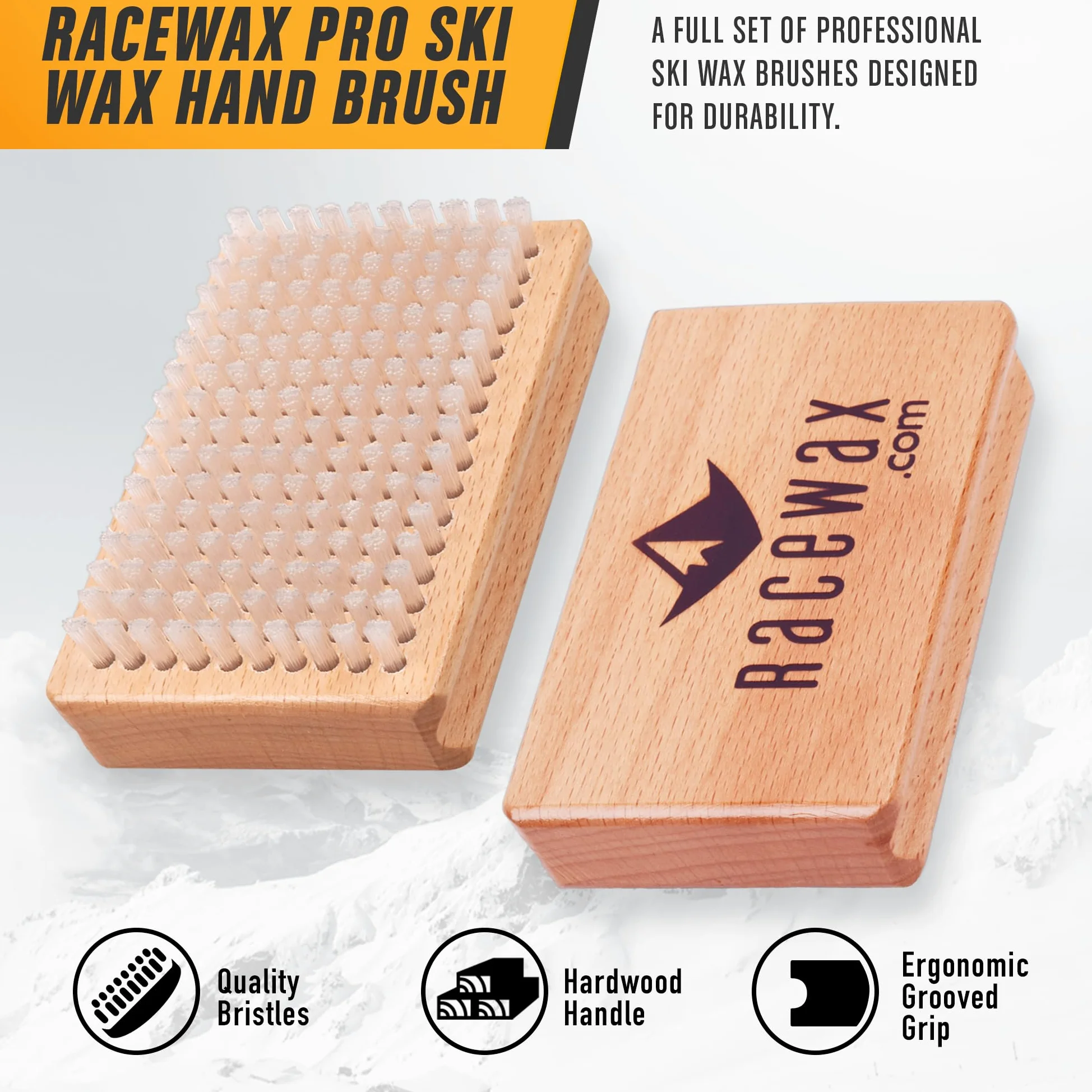 RaceWax Pro Ski Wax ZL-6336 - Kit de Cepillo de Mano (Nailon, Crin de Caballo, latón)