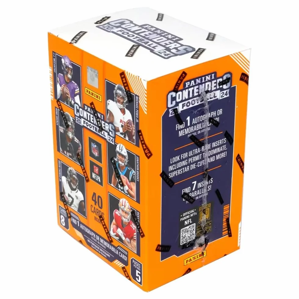Panini Contenders 2024-25 - Caja de fútbol Americano de la NFL, Tarjetas coleccionables Oficiales, Incluye Paralelos exclusivos de Blaster, boletos e Insertos para novatos, Caja sellada al por Menor