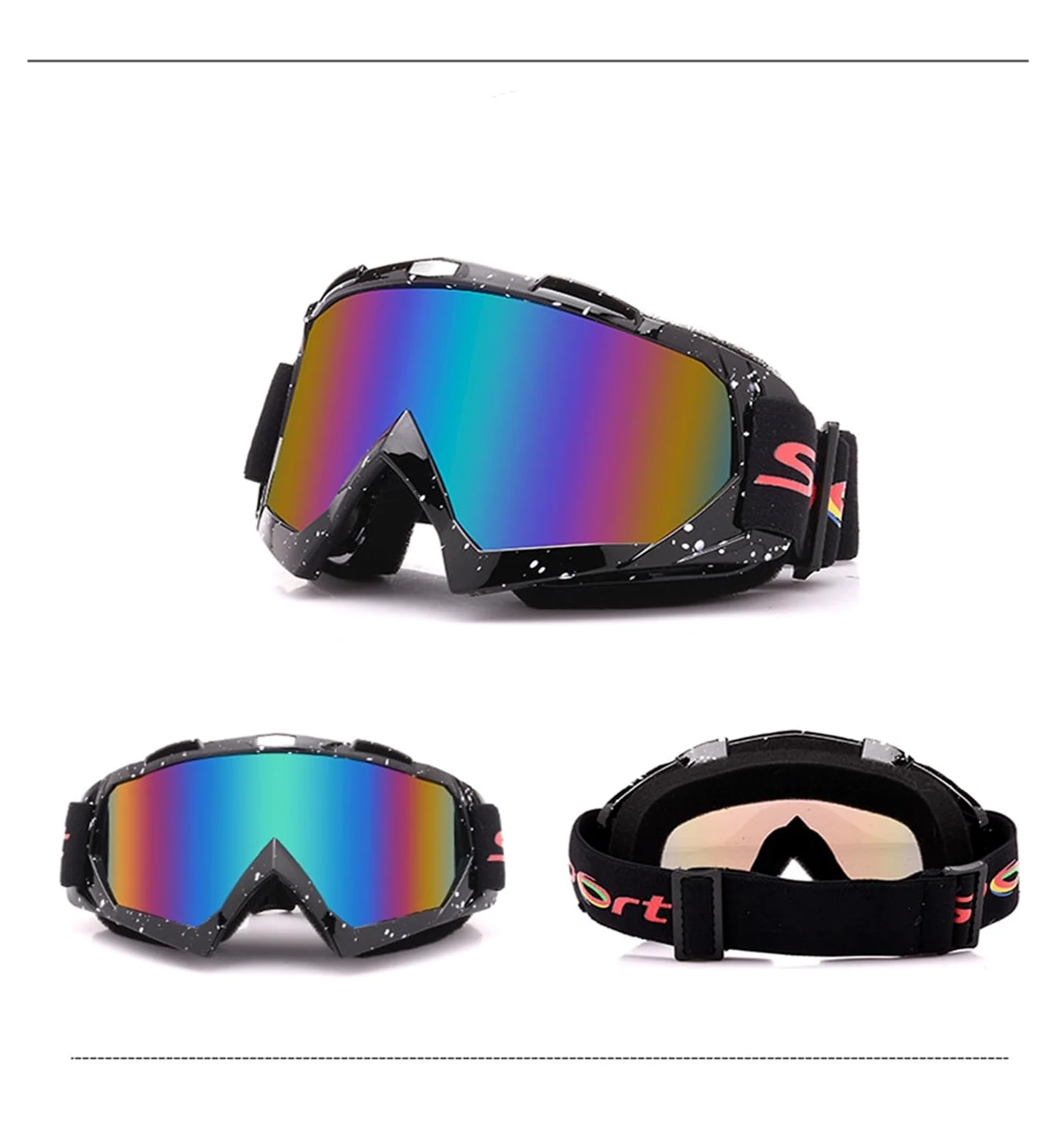 Gafas de esquí - Gafas de esquí antiniebla para adultos Gafas de máscara grande Gafas de esquí para hombres y mujeres Gafas de snowboard para nieve - Gafas de moto transpirables a prueba de vient