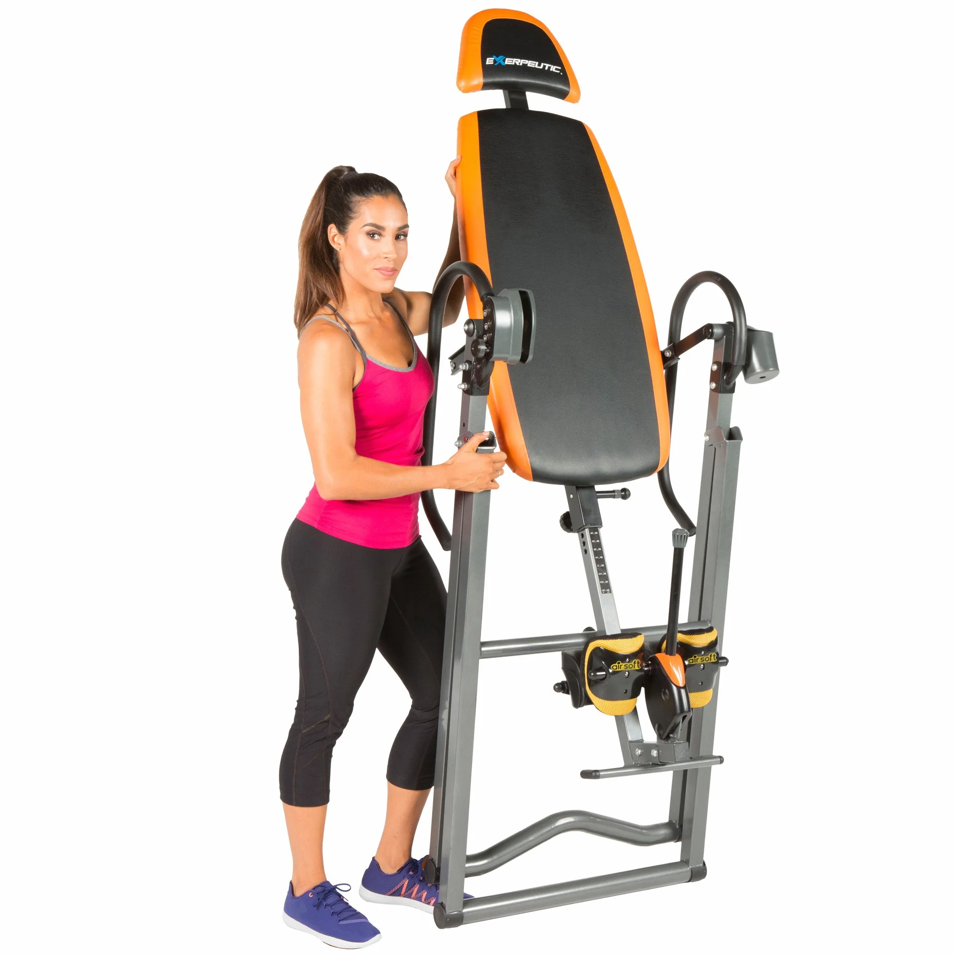 Exerpeutic 475SL - Mesa de inversión con soporte para tobillo sin pellizco y sistema de trinquete de seguridad SURELOCK