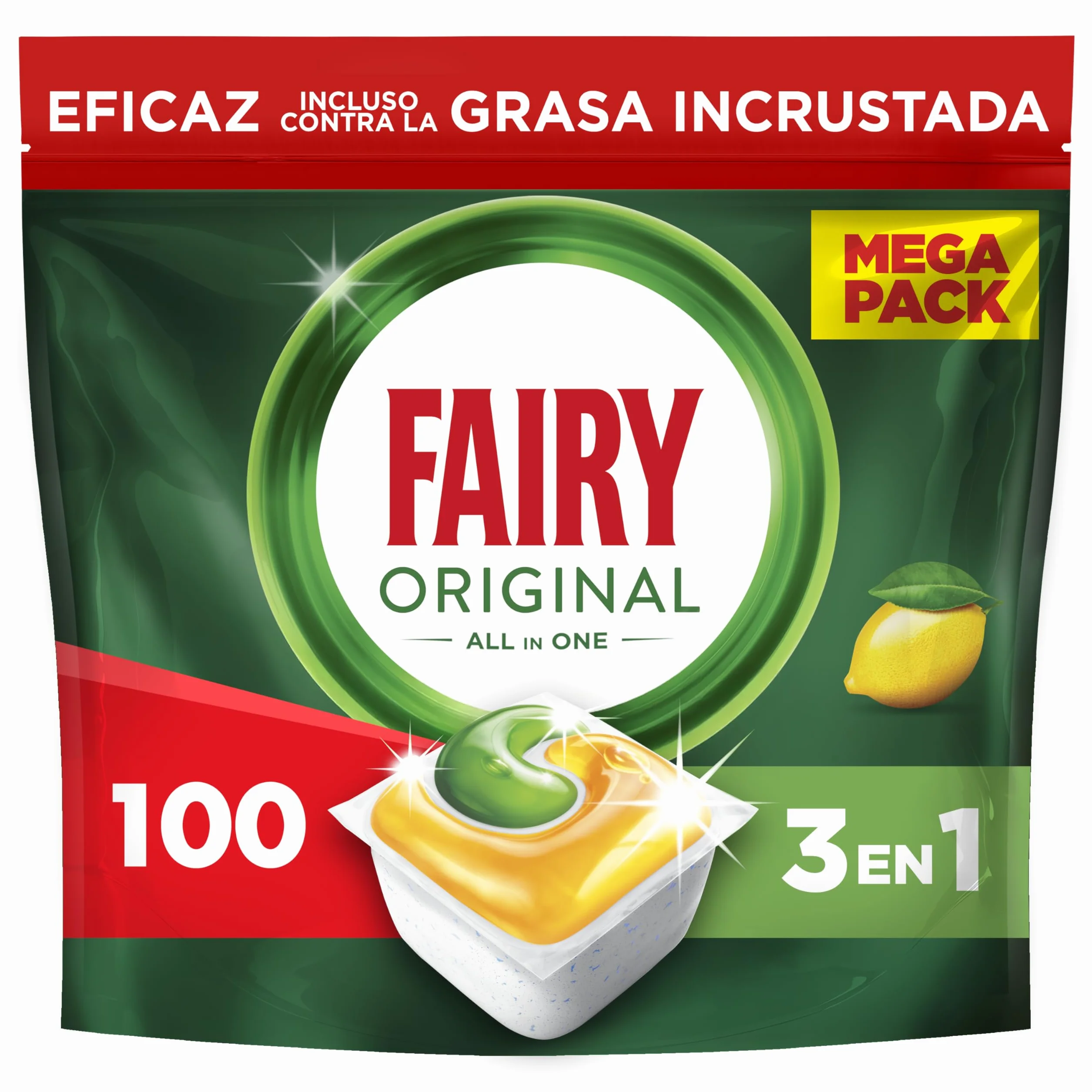 Fairy Original Todo En Uno Cápsulas Lavavajillas Limón 100