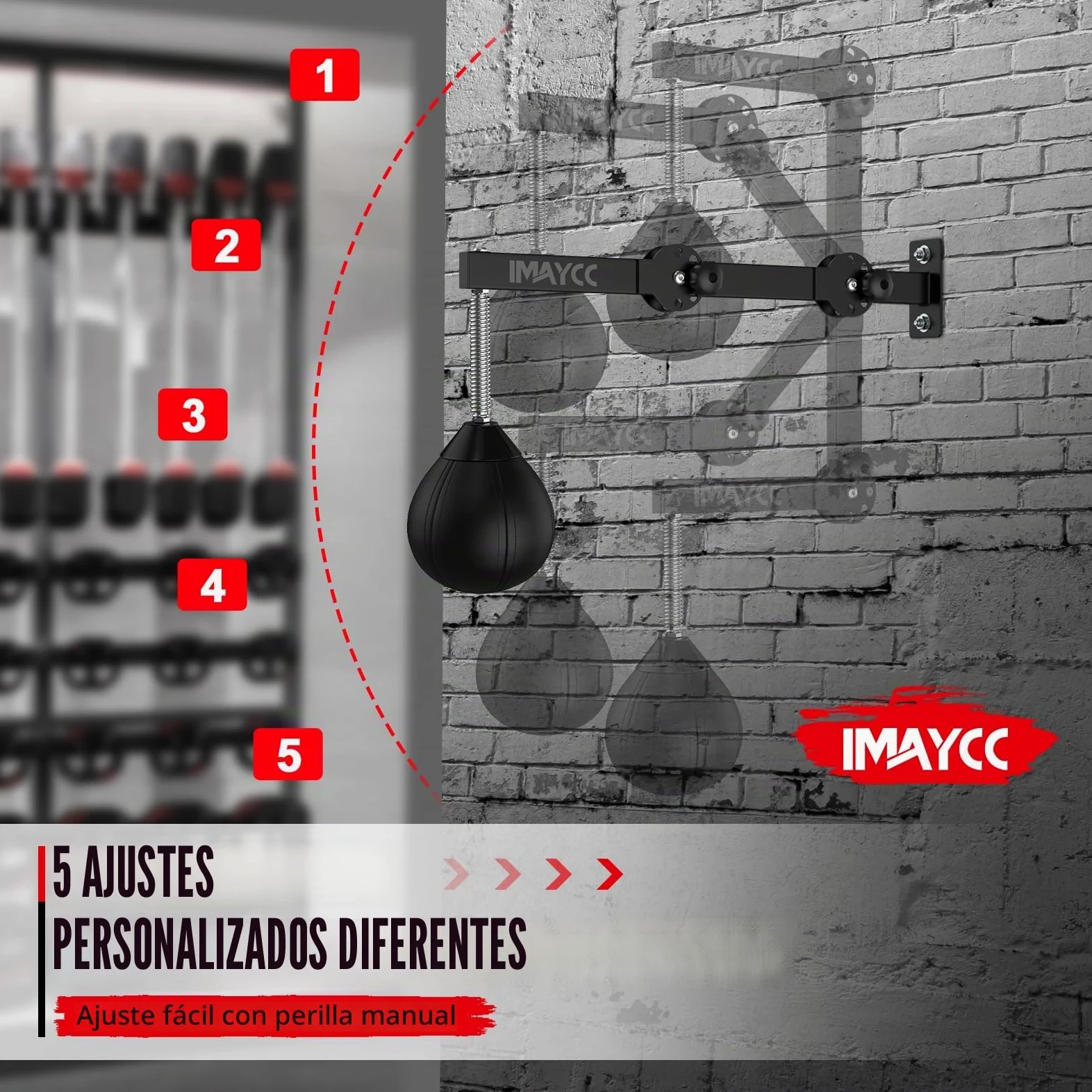 IMAYCC Speed Punchingball, soporte de pared para saco de boxeo, altura ajustable y plegable, pera de boxeo, saco de boxeo colgante para niños, adolescentes y adultos, para entrenamiento en el gimnasio
