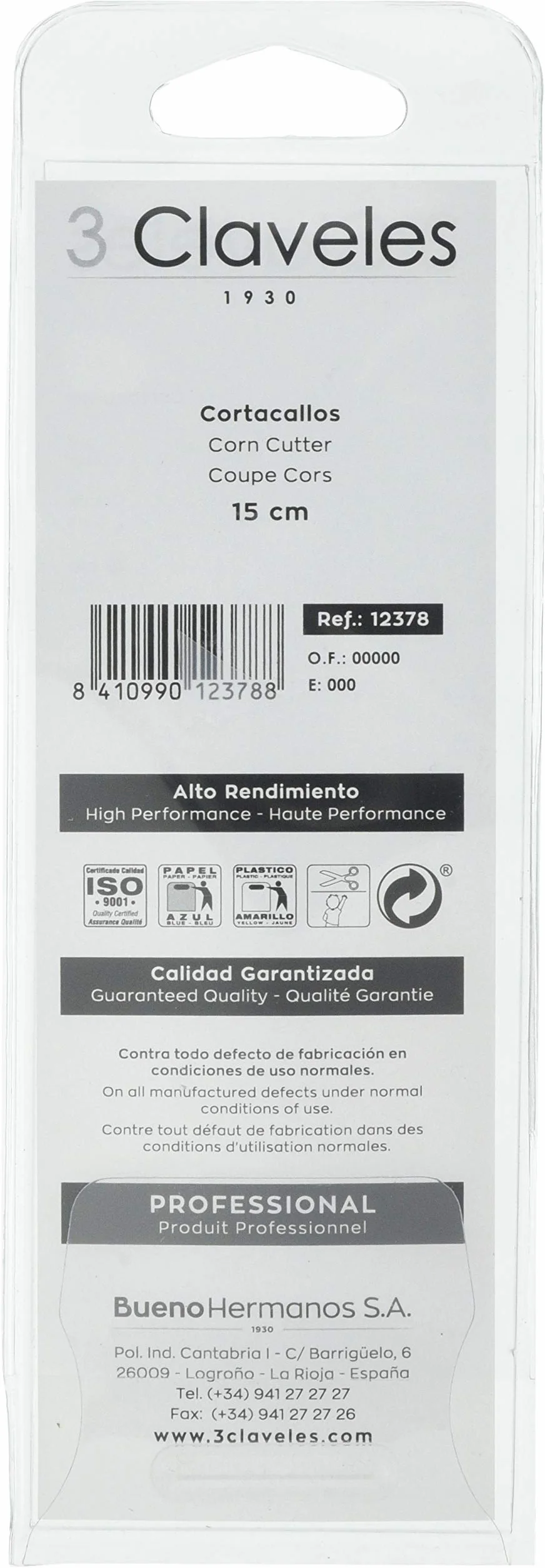 3 Claveles 12378 Cortacallos Acero Inoxidable 15 cm