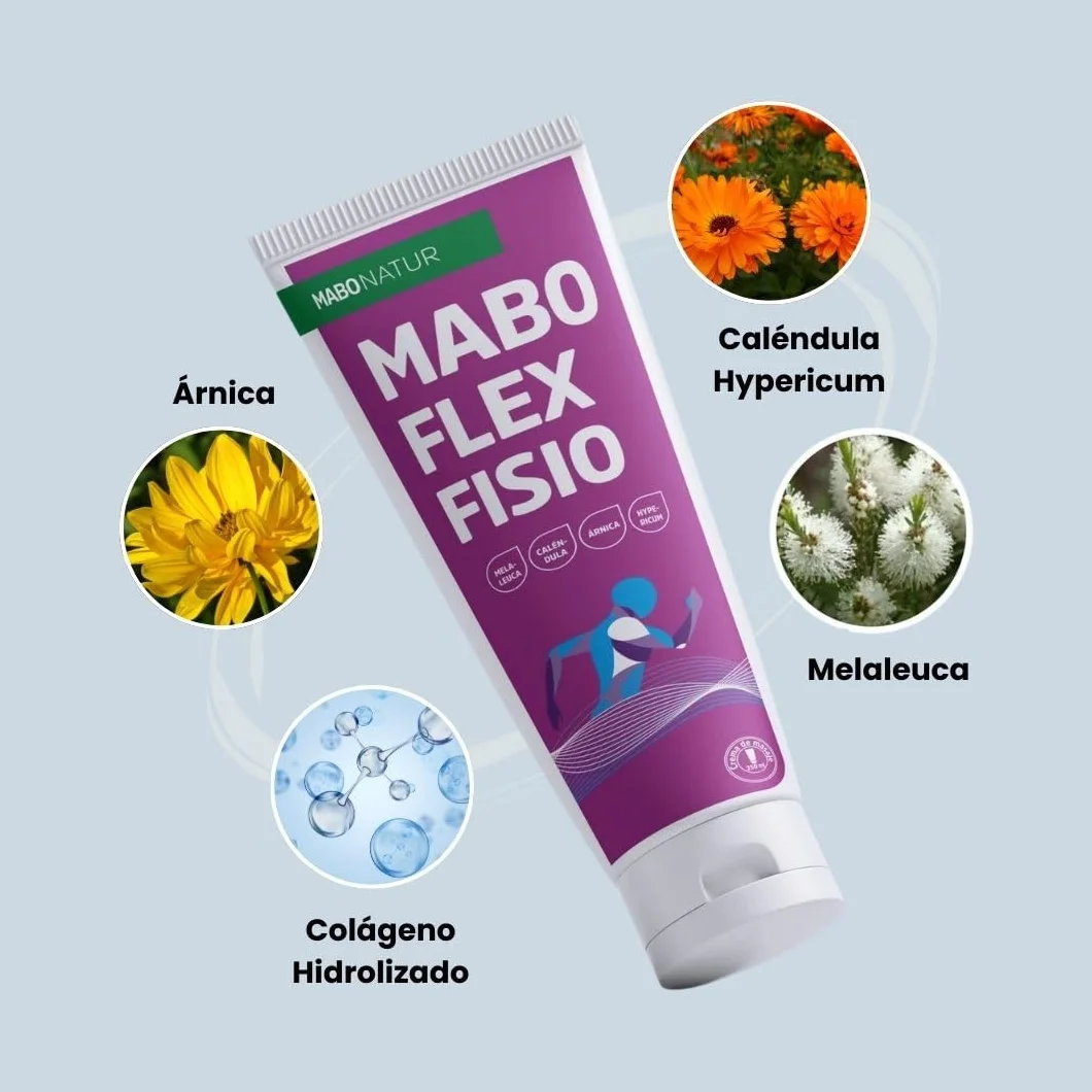 MABO Flex Fisio Crema de Masaje 250 ml con Árnica, Caléndula, Mentol, Hypericum y Colágeno
