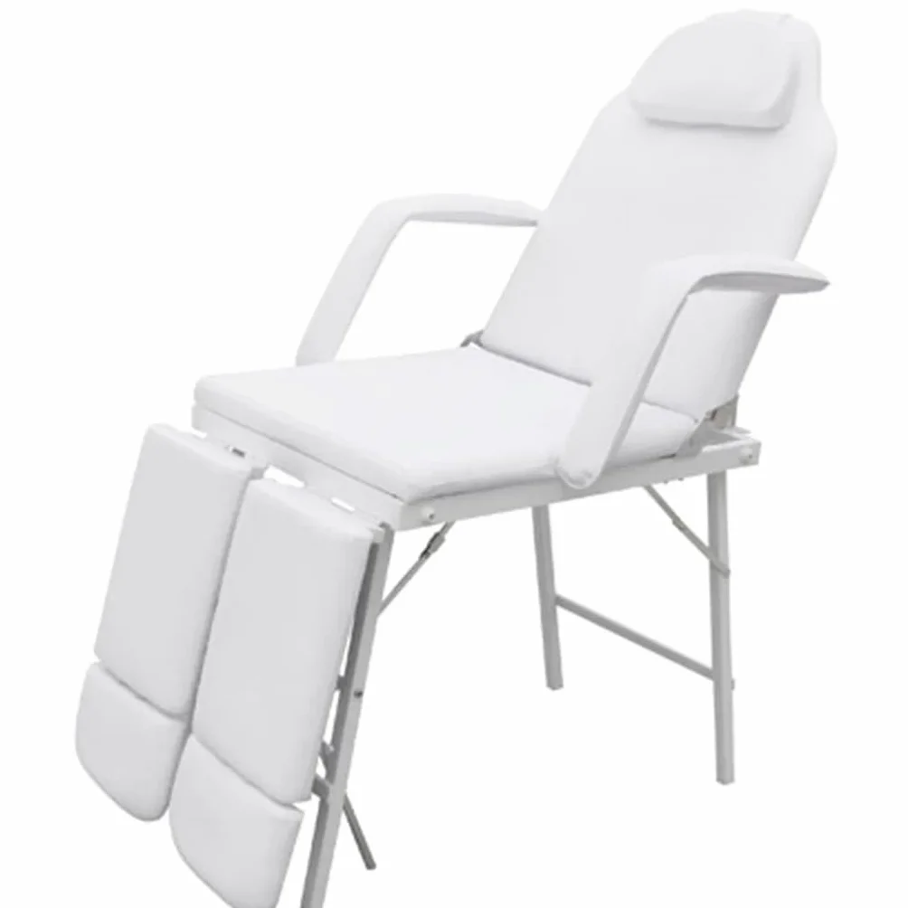 vidaXL Camilla Ajustable de Masaje y Salon de Belleza Cuero Sintético Blanco