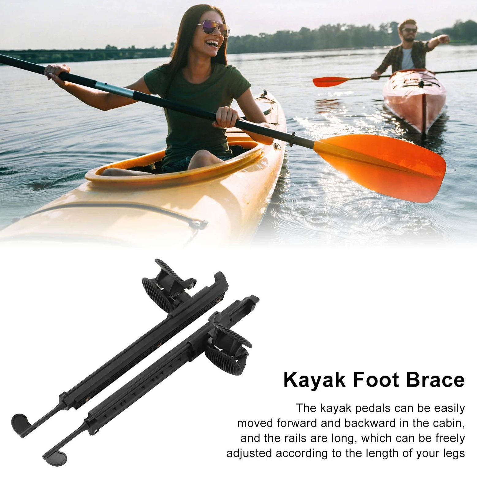 Clavijas de Kayak, Ajustables con Indicadores Izquierdo y Derecho, Pedales Soporte de Nylon 2 Unidades, for Navegación Recreativa, Pesca en Agua Dulce y Deportes Acuáticos