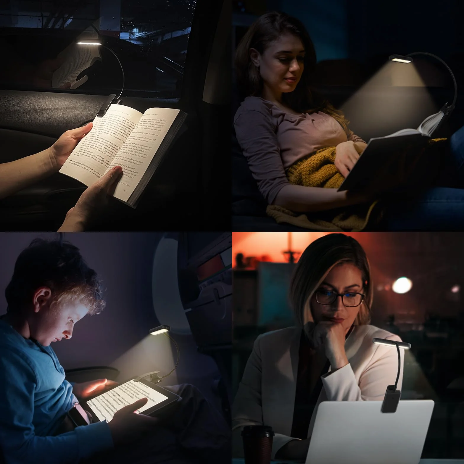 iFalarila Luz Lectura Recargable 12 LED 360° Ajustable RA>95 para Leer en La Cama