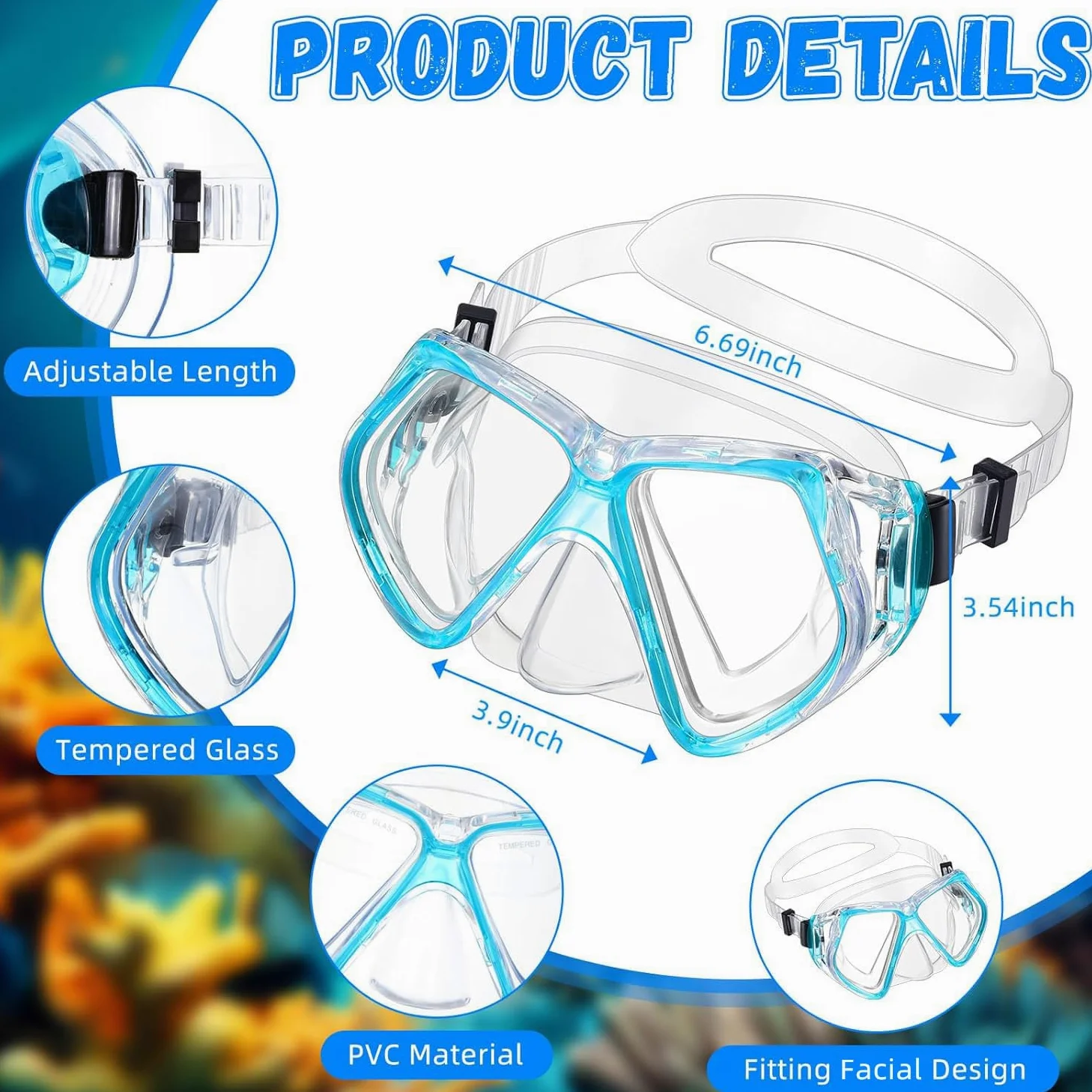 Flutesan 6 gafas de natación con cubierta de nariz para adultos, gafas de piscina, natación, buceo, gafas de natación