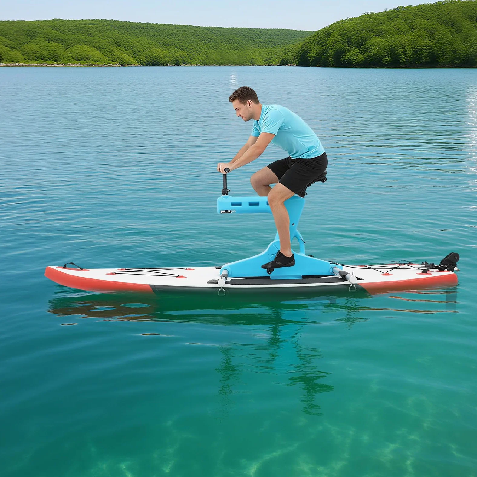 Bicicleta acuática inflable con una capacidad de carga de 100 kg, barco inflable con asientos ajustables, bote inflable a pedales, kayaks inflables para ríos, océanos, lagos