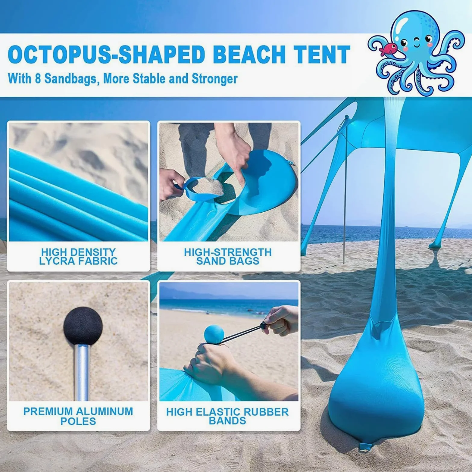 Tienda de campaña de Playa, toldo portátil para Exteriores, protección UV | refugio de playa ligero para la familia, tienda de campaña de fácil instalación, campamento en la playa, sombrilla para patio