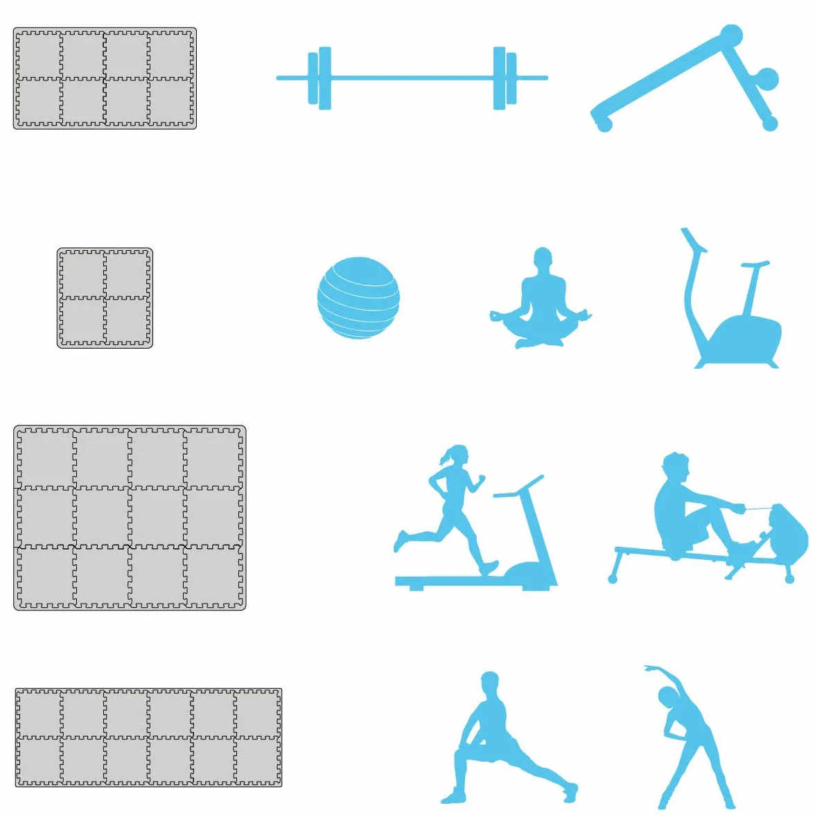 eyepower 4,8 m² Suelo Gym 2cm - Juego de 12 Esterillas 63x63cm - Alfombra Goma EVA Grande - Gym Mat Suelo de Gimnasio Tatami Puzzle Esterilla Maquinas Fitness Colchoneta Judo Suelo Espuma Floor Mat