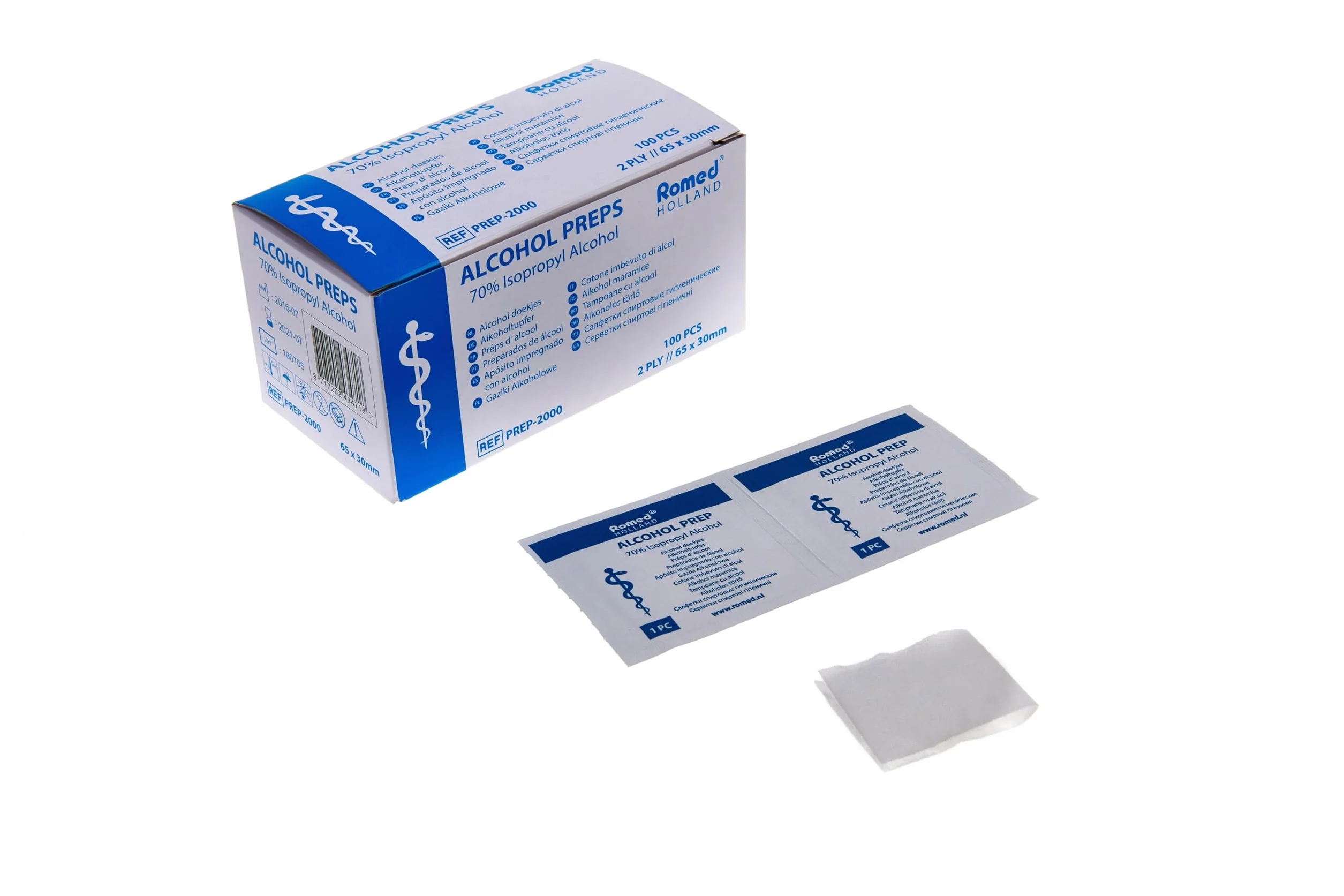 Hisopos de Alcohol 65 x 30mm 100 Unidades 2-capas