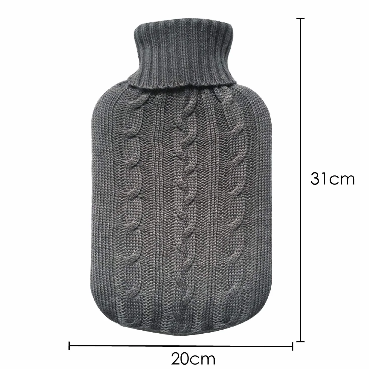 TRIXES Funda de punto aislante para botella de agua caliente, gris, regalo para mujer
