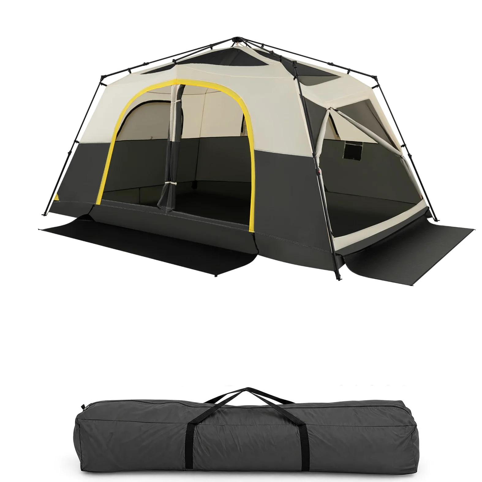 HOMASIS Tienda de Camping Familiar para 10 Personas, 399 x 267 x 201 cm | Tienda de Campaña Grande con Cubierta para Lluvia, Bolsa de Transporte, Ventanas y Puertas, Refugio Portátil para Exteriores