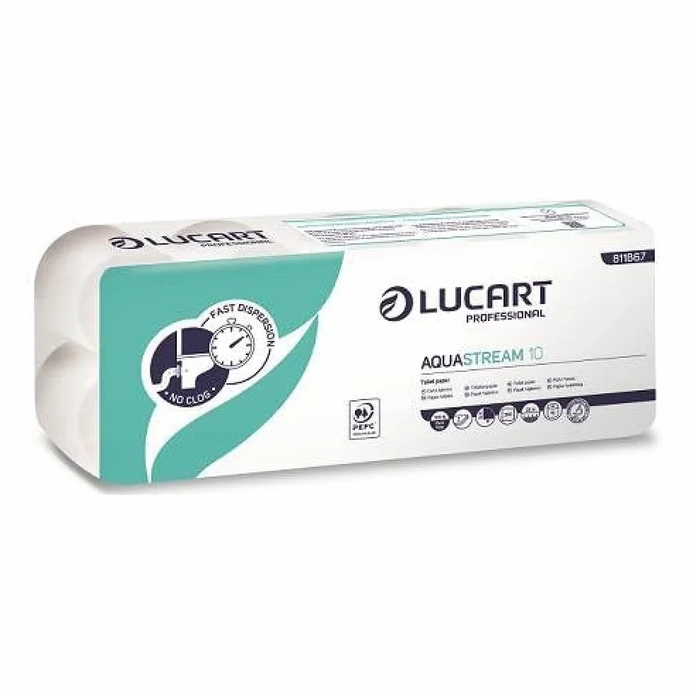 Lucart Professional Papel Higiénico AquaStream 10 Rollos 200 Hojas 9,5x11 cm
