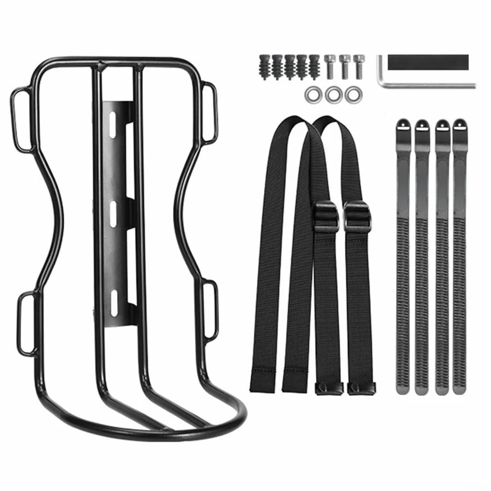 Aleación de aluminio frontal, soporte de horquilla y bolsa de bicicleta impermeable de 10 L, alforja de manillar de nailon, para bicicleta de carretera, soporte de scooter de bicicleta eléctrica