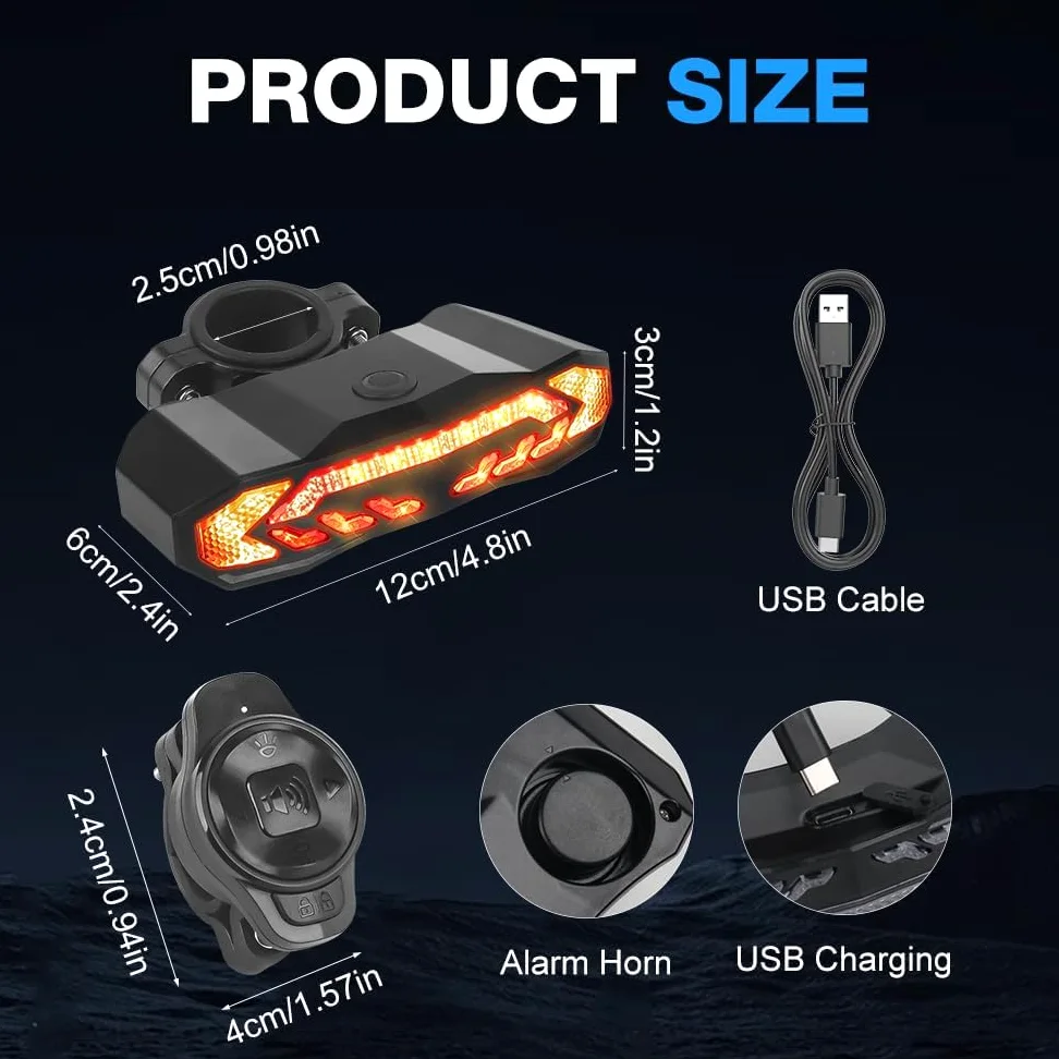 Luz Bicicleta Trasera para Cube Stereo Hybrid ONE77 HPC SLX 2025, Impermeable Luces de Seguridad Traseras para Bicicleta con Sensor de Freno Inteligente y Auto On/Off, B Square