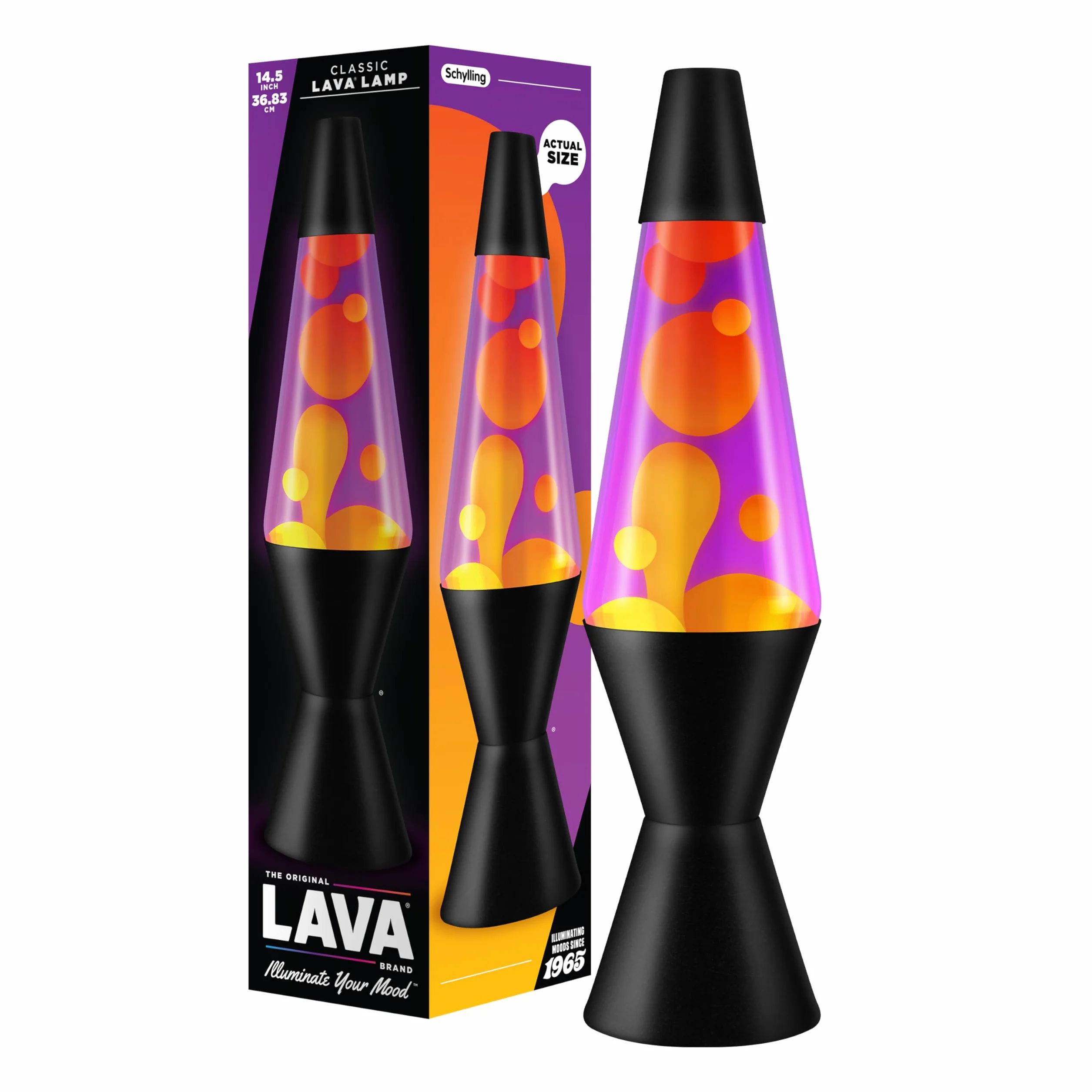LAVA Lámpara Lava 14,5 pulgadas cera amarilla líquido morado original