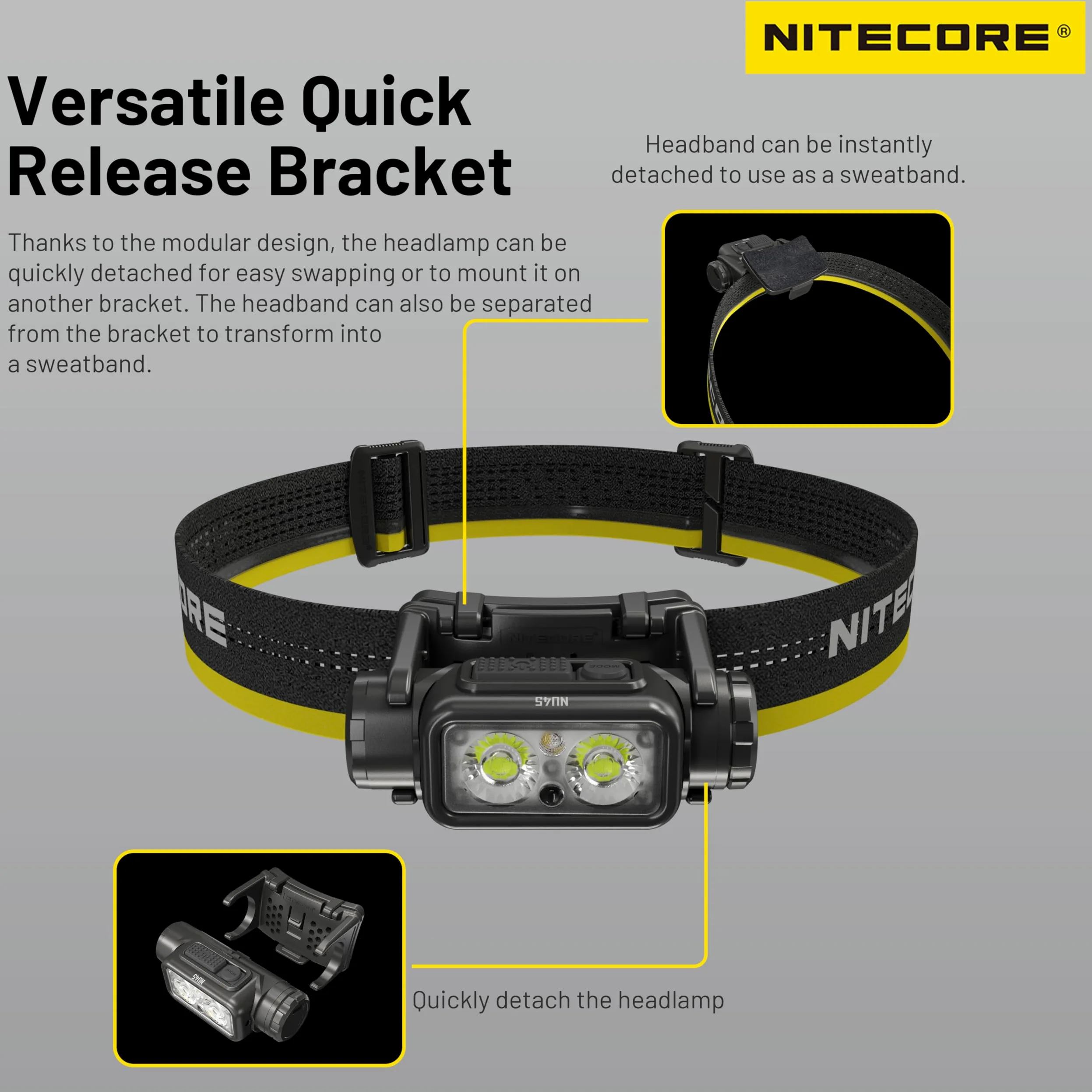 Nitecore NU45 linterna frontal de 1700 lúmenes ligera con batería de 4000mAh recargable por USB-C
