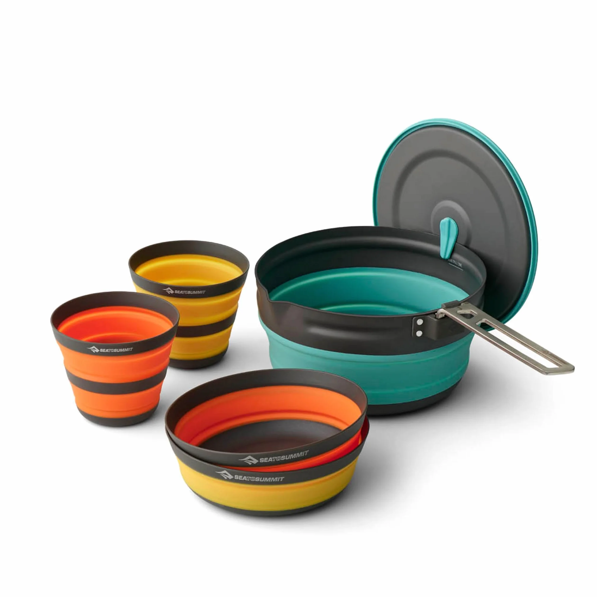 Sea to Summit - Kit de Cocina Plegable Ultraligero para 2 Personas (1 Cacerola, 2 Cuencos, 2 Tazas) de Silicona de Grado alimenticio, Aluminio anodizado Duro