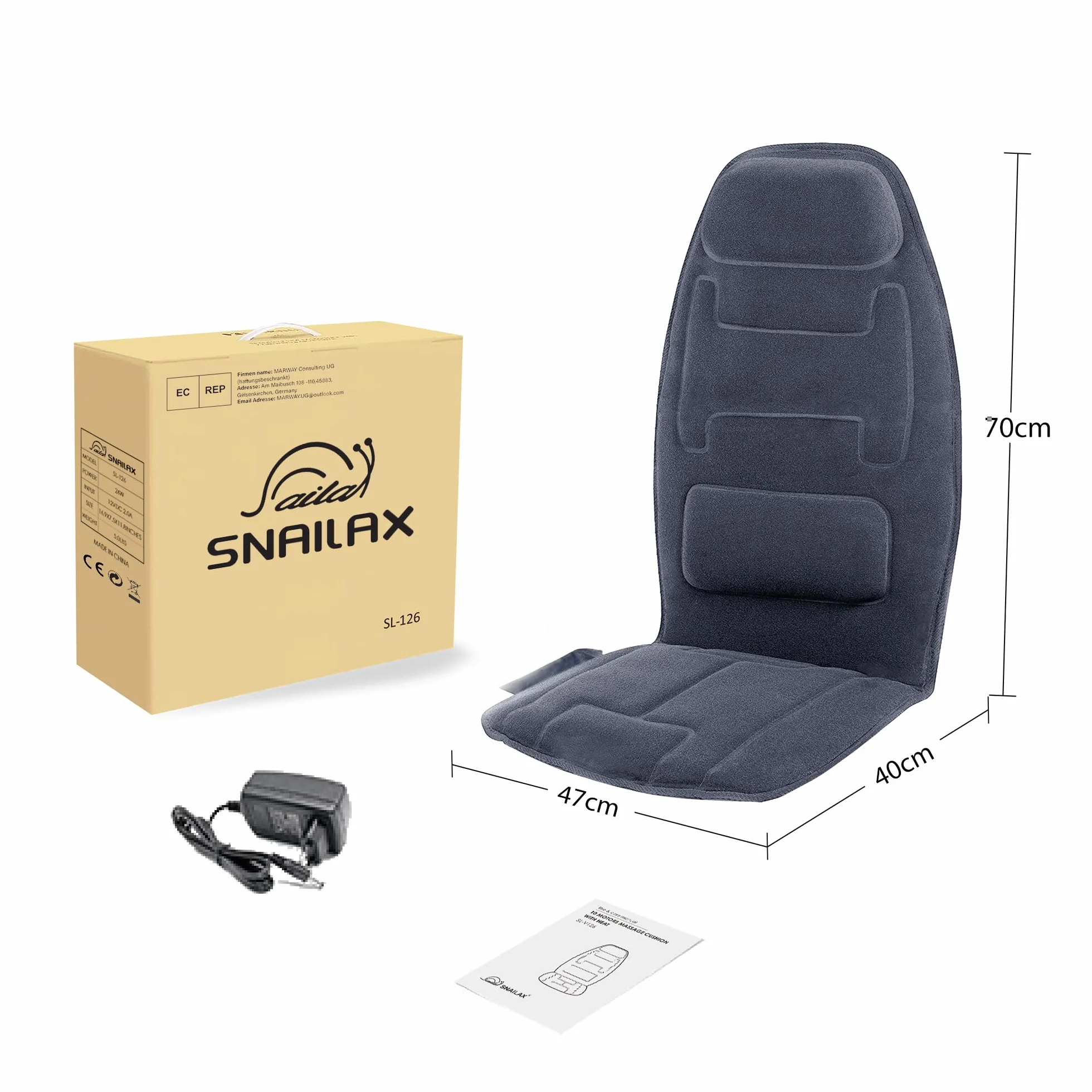 Snailax Asiento de Masaje con Calor, 10 Motores de Vibración, Cojín Masajeador para Espalda, Relajación