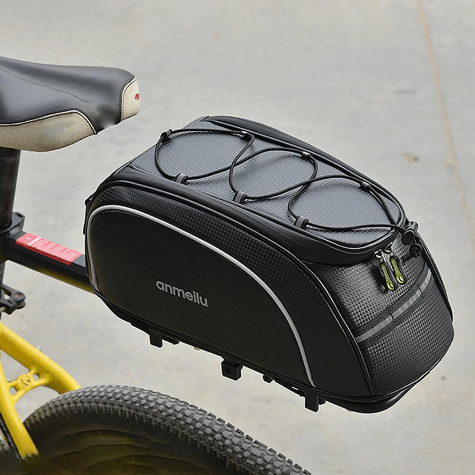 Bolsa trasera para portabicicletas Paquete de baúl de 8L para bicicleta | Bolsas de viaje para bicicletas resistentes al agua con tira reflectante Accesorio de ciclismo para motocicletas