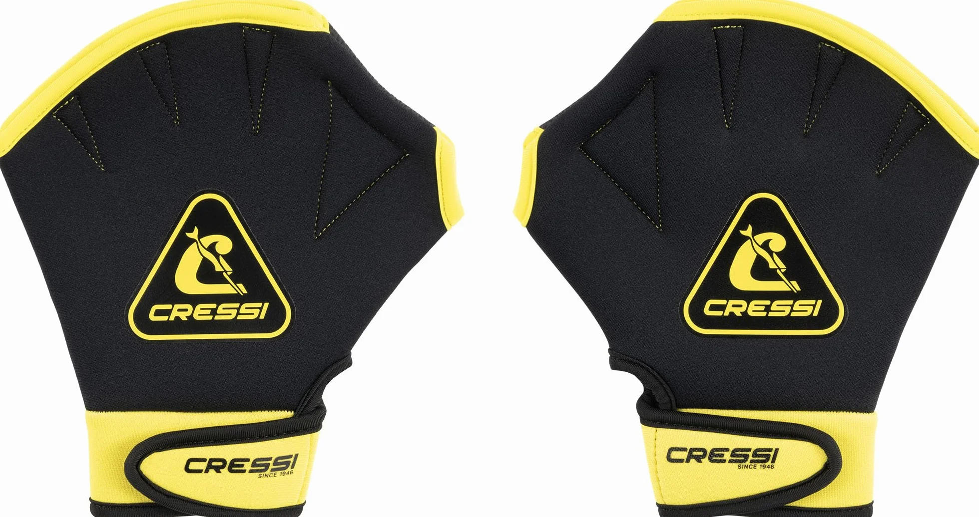 CRESSI Aqua Boost Swim Gloves Black/Yellow - Guantes Palmeados Unisex Neopreno Ultraspan Negro/Amarillo con Correa, para Natación, Entrenamiento Brazos, Espalda y Hombros, Aquafitness, Aquagym