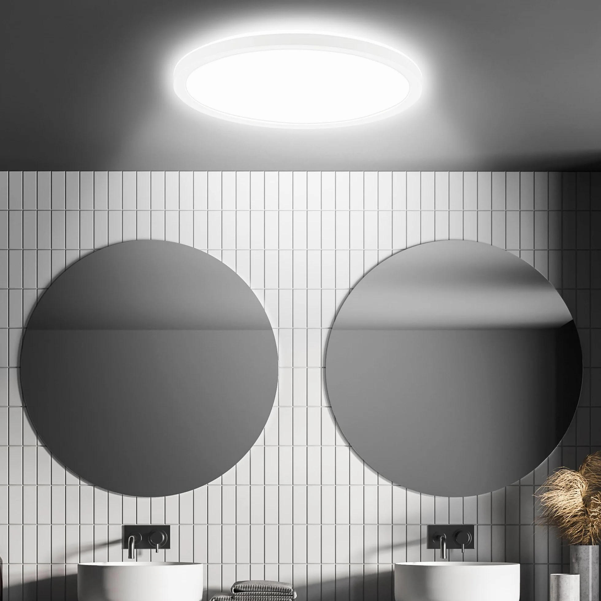 BRILONER Lámpara de techo LED con detector de movimiento IP44 29x3 cm blanco neutro