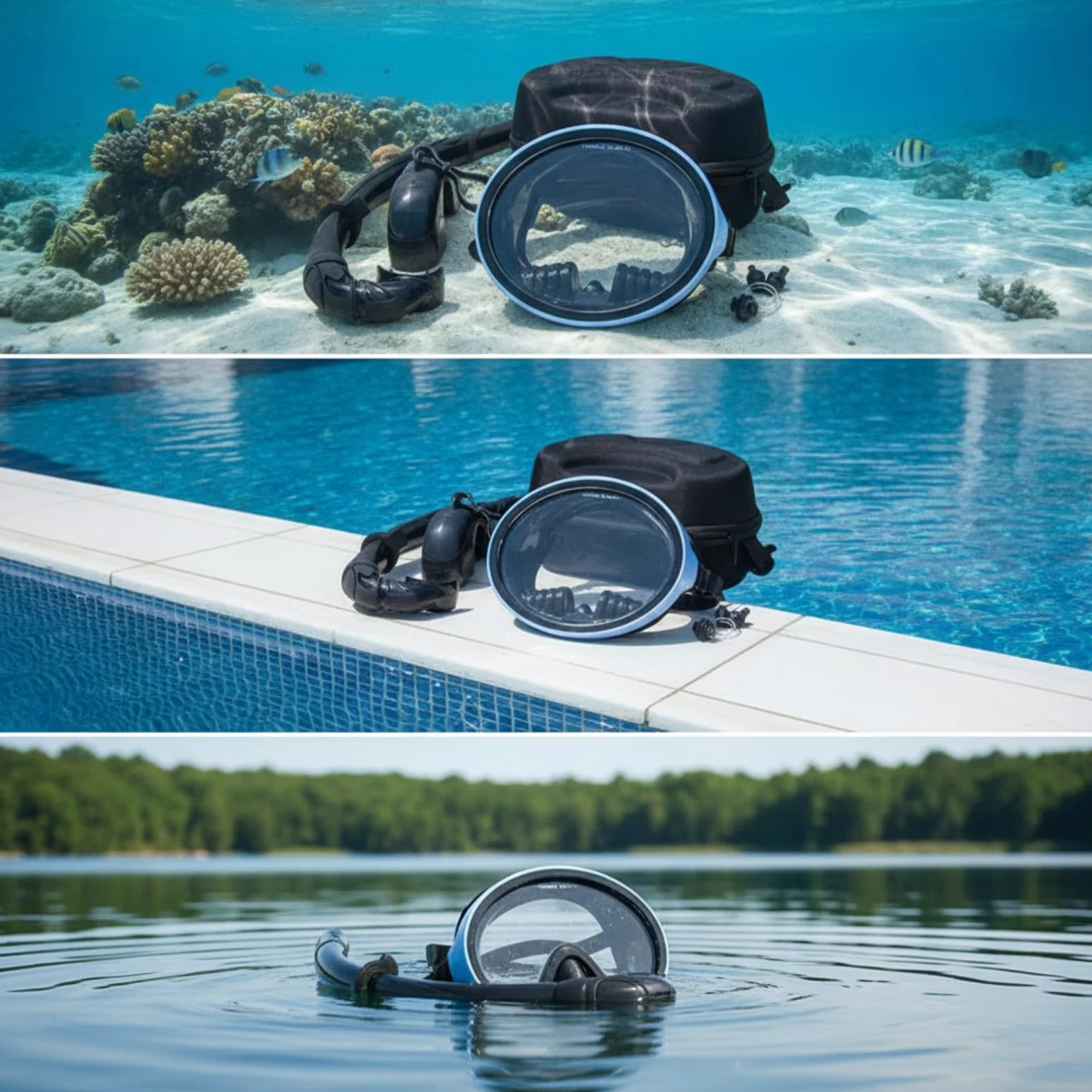 predolo Máscara Snorkel con Estuche Diseño bajo bajo Máscara Snorkel con Vidrio mplado Table Gafas Buceo Tubo para Adultos, Piscina, Viajes