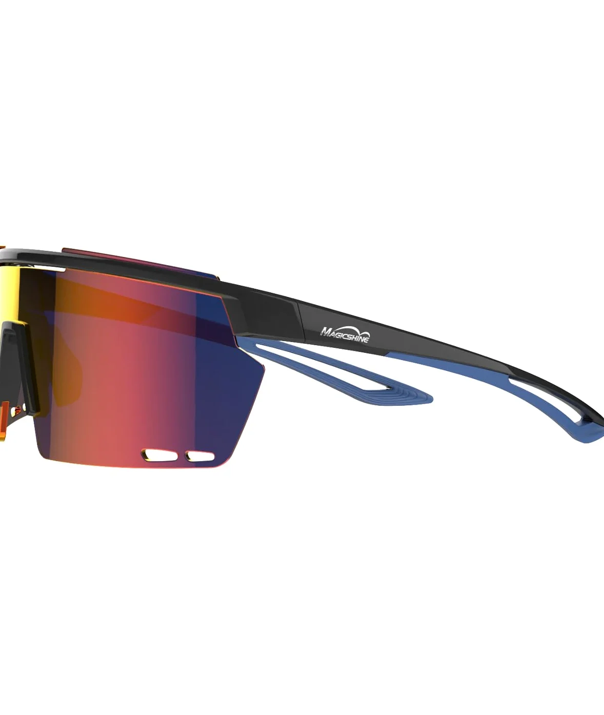 Magicshine ROUELEUR Gafas de Ciclismo, Lentes Coloridas y Fotocromáticas, Diseño Envolvente Unisex para Carretera, Gravel y MTB (Negro/Azul - Lente Azul)