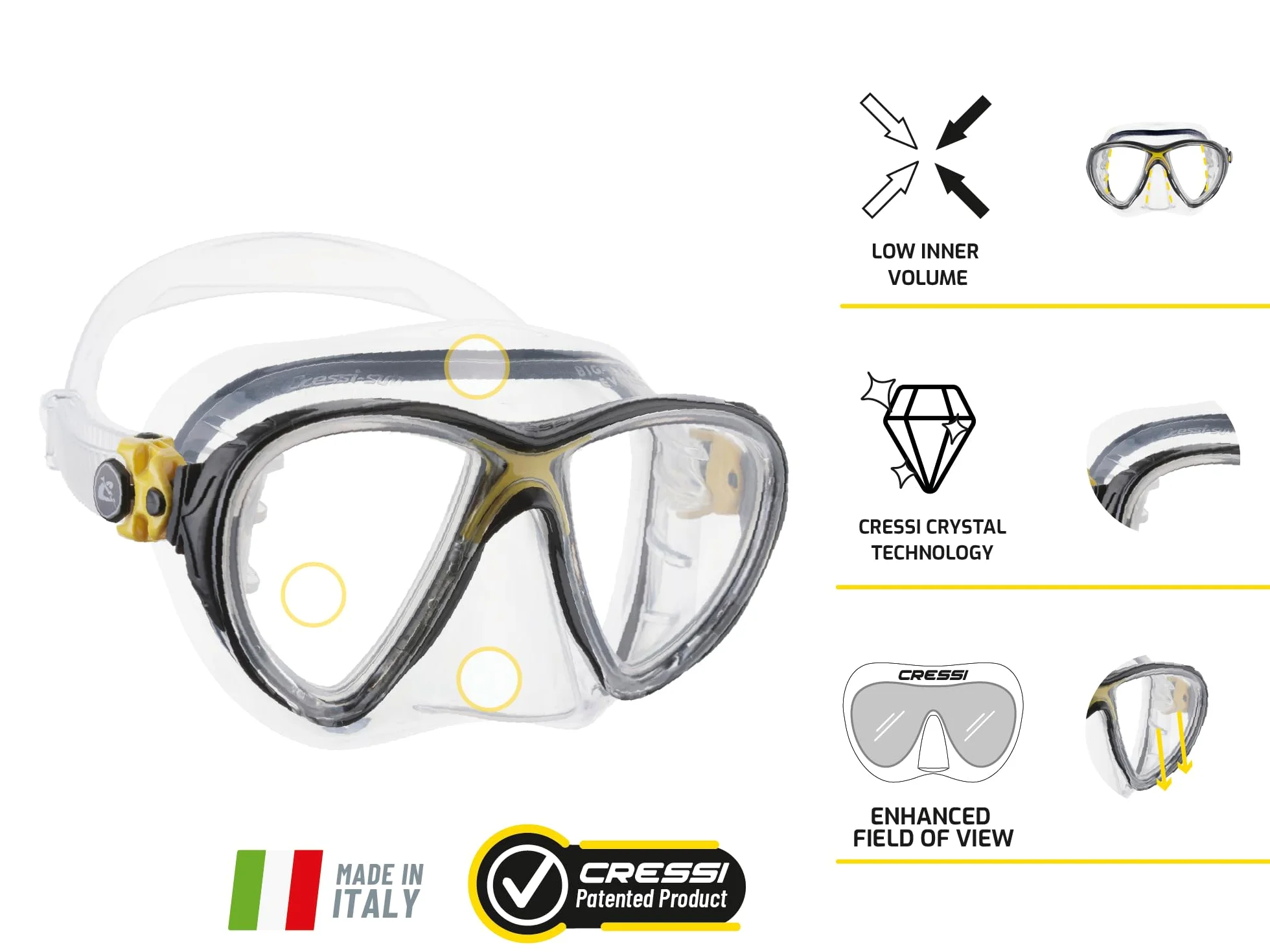Cressi – Máscara de buceo para adultos – Big Eyes Evolution – Rosa (transparente/rosa) – Talla única