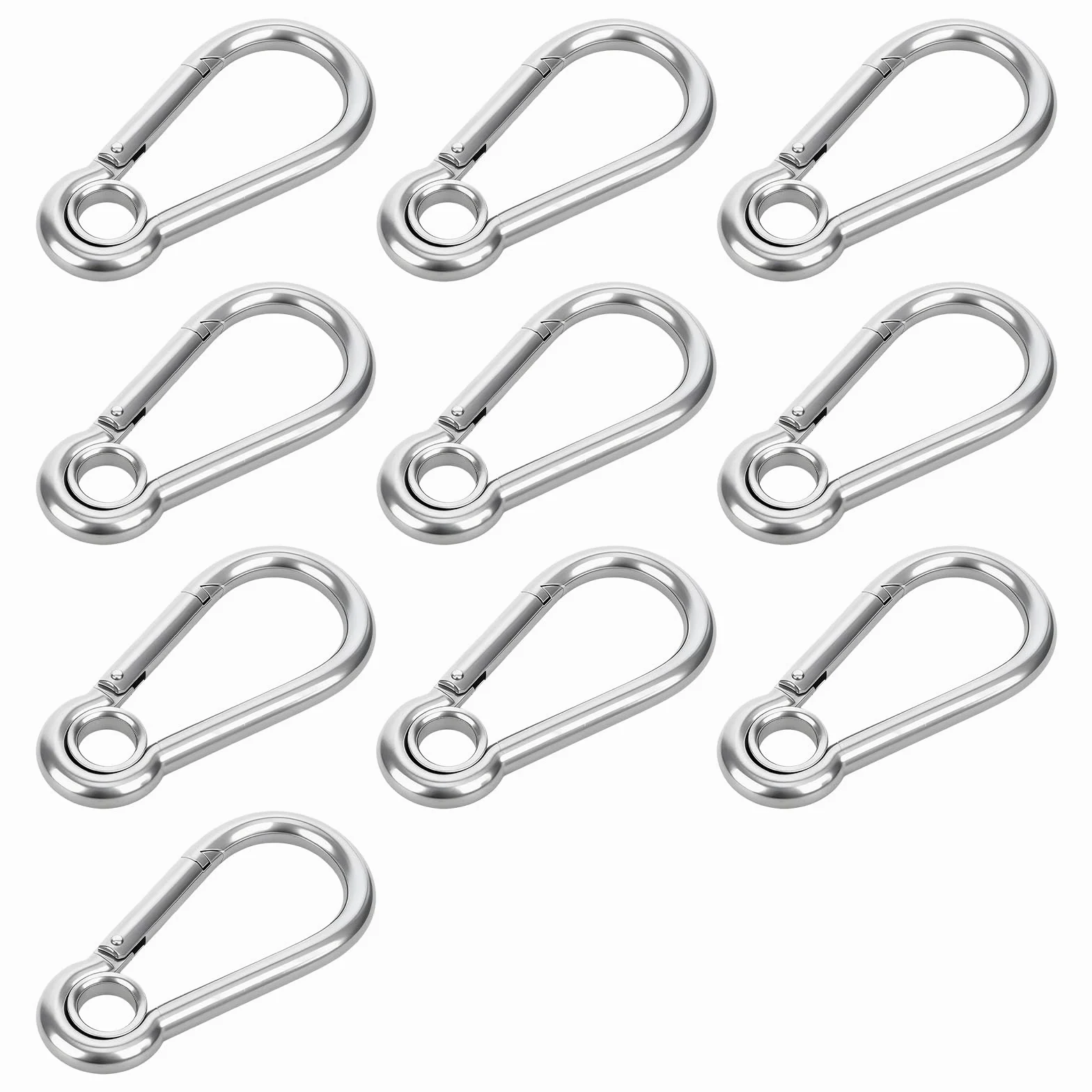 20 Piezas de Mosquetones de Resorte, M4 40.7mm de Acero Inoxidable con Ojal y Carga de 54KG para Camping al Aire Libre, Senderismo, Pesca, Hamacas y Correas de Perro