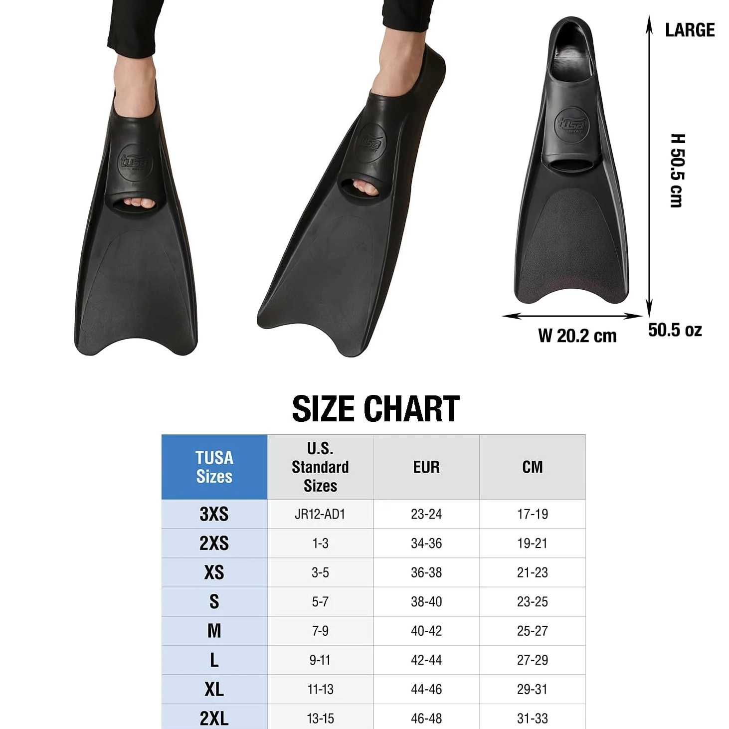 TUSA Sport - Aleta de Buceo de Goma para pies completos