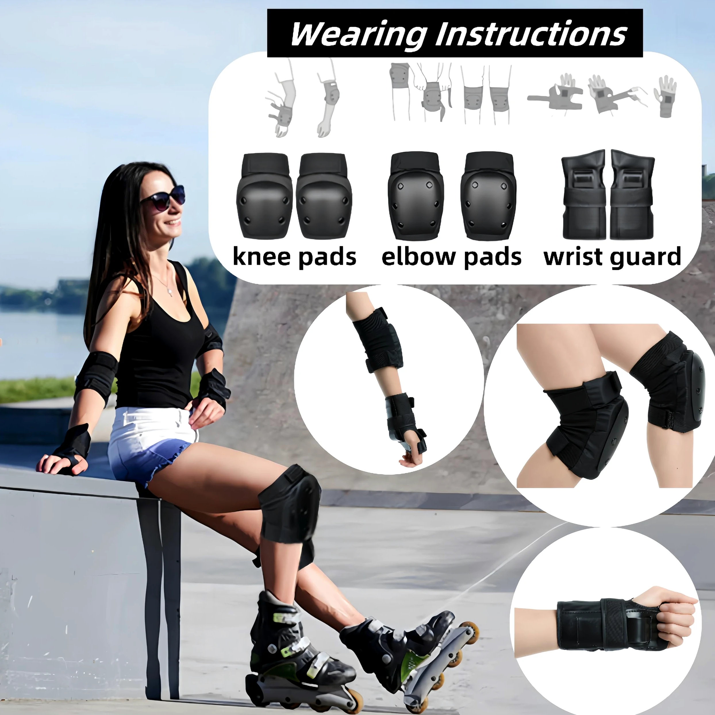 Juego de rodilleras y coderas para mujeres y adolescentes, equipo de protección rosa para patineta con muñequeras, almohadillas ajustables para patinaje sobre ruedas, patinaje en línea, ciclismo