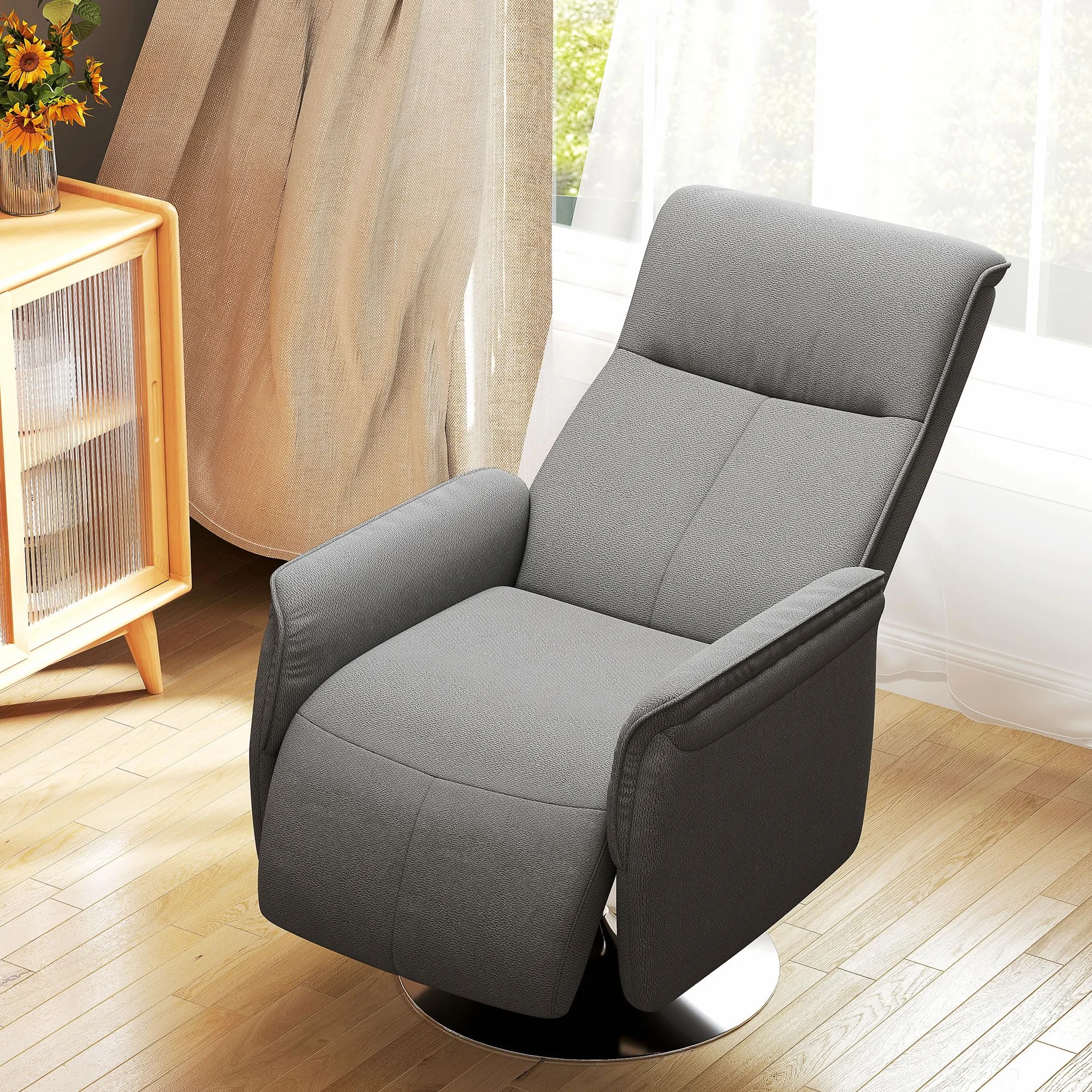 HOMCOM Sillón Relax Reclinable con Reposapiés Masaje 10 Puntos Giratorio 360° Mando a Distancia Gris
