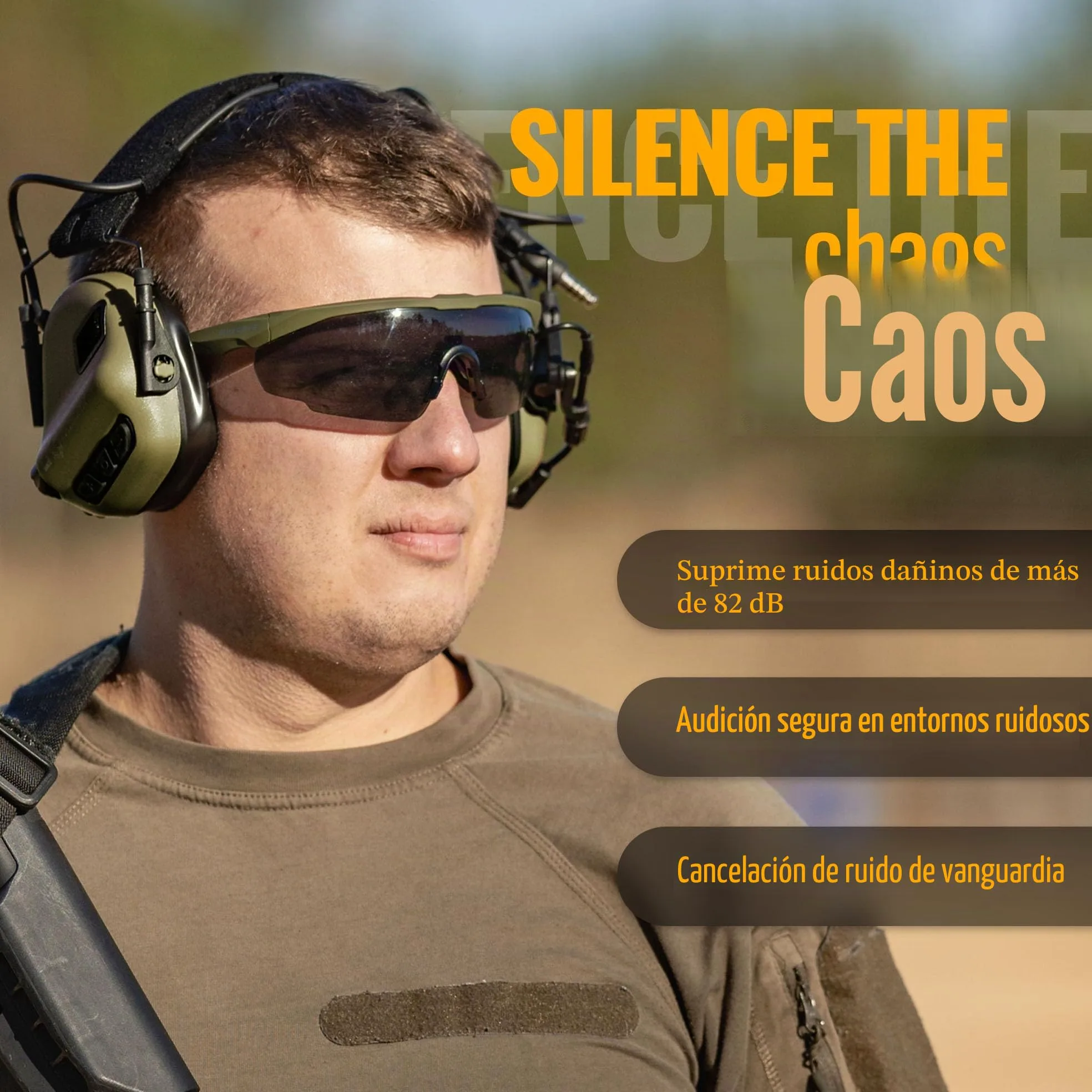 EARMOR M32 PLUS Auriculares tácticos para caza y tiro con micrófono amplificación sonido conector Nato TP120 verde
