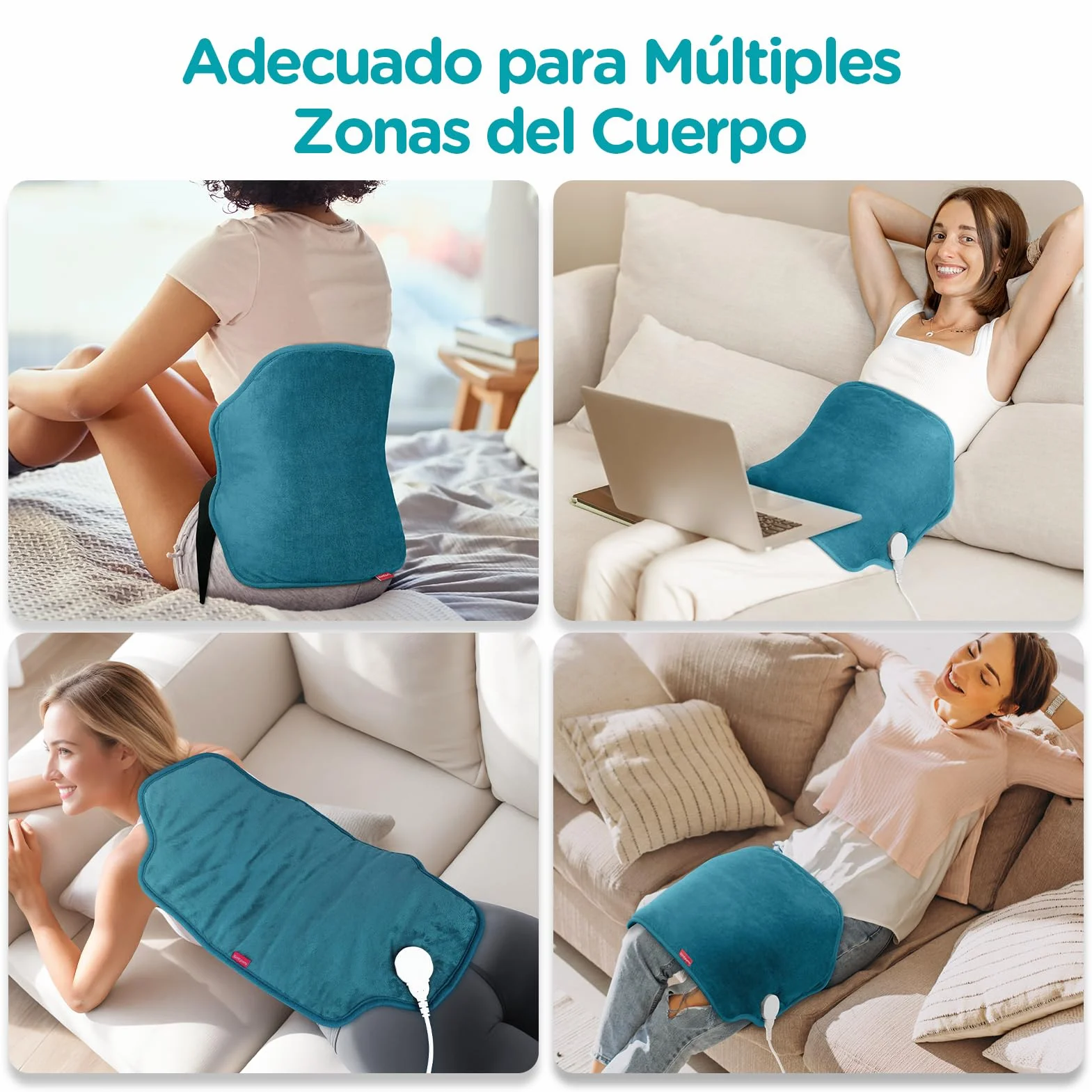 Comfytemp Almohadilla Electrica Lumbar 39x61 cm 9 Niveles de Temperatura 11 Temporizadores Lavable