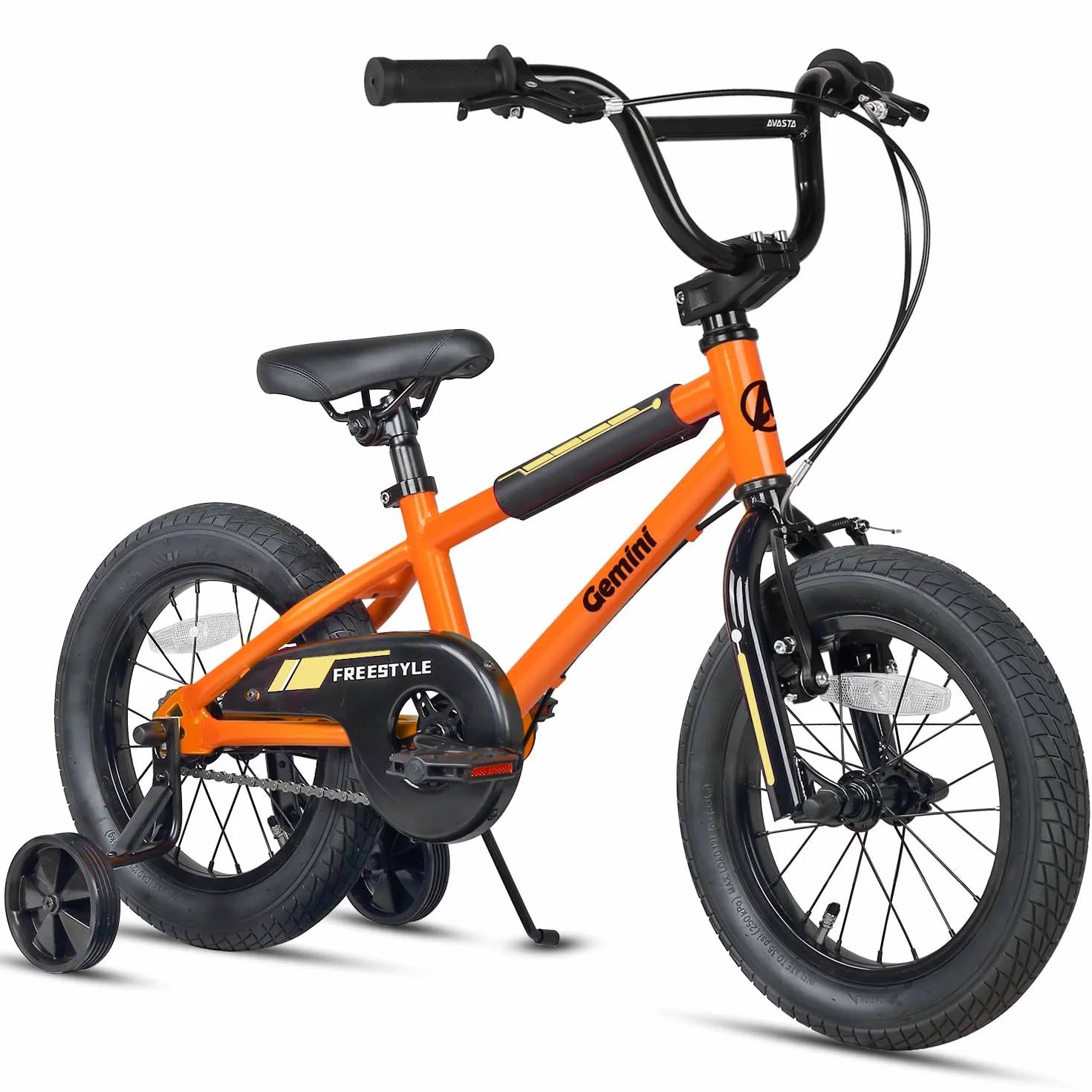 AVASTA Bicicleta Infantil Estilo BMX 12 14 16 Pulgadas con Estabilizadores para Niños de 1-8 Años