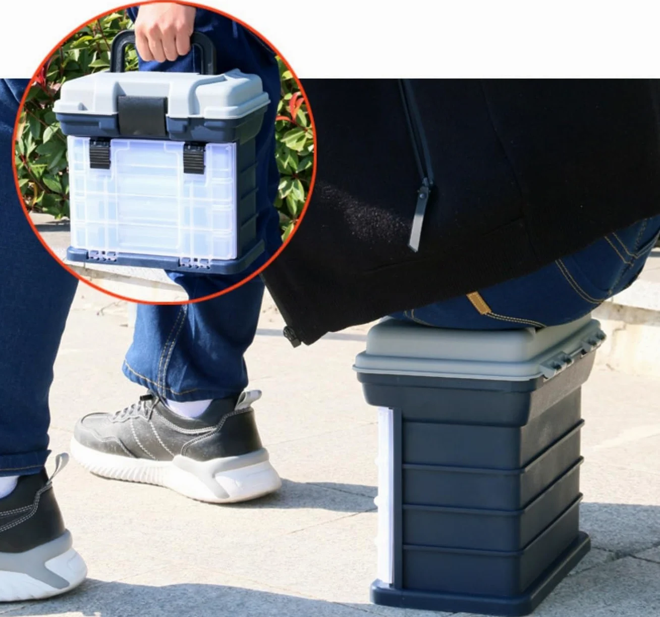 Caja para Aparejos Pesca, Caja De Aparejos De Pesca Portátil Con Asiento, Caja De Almacenamiento De Herramientas De Pesca De 4 Capas Con Asa, Adecuada Para Pesca En El Mar Caja para Accesorios de Pesc