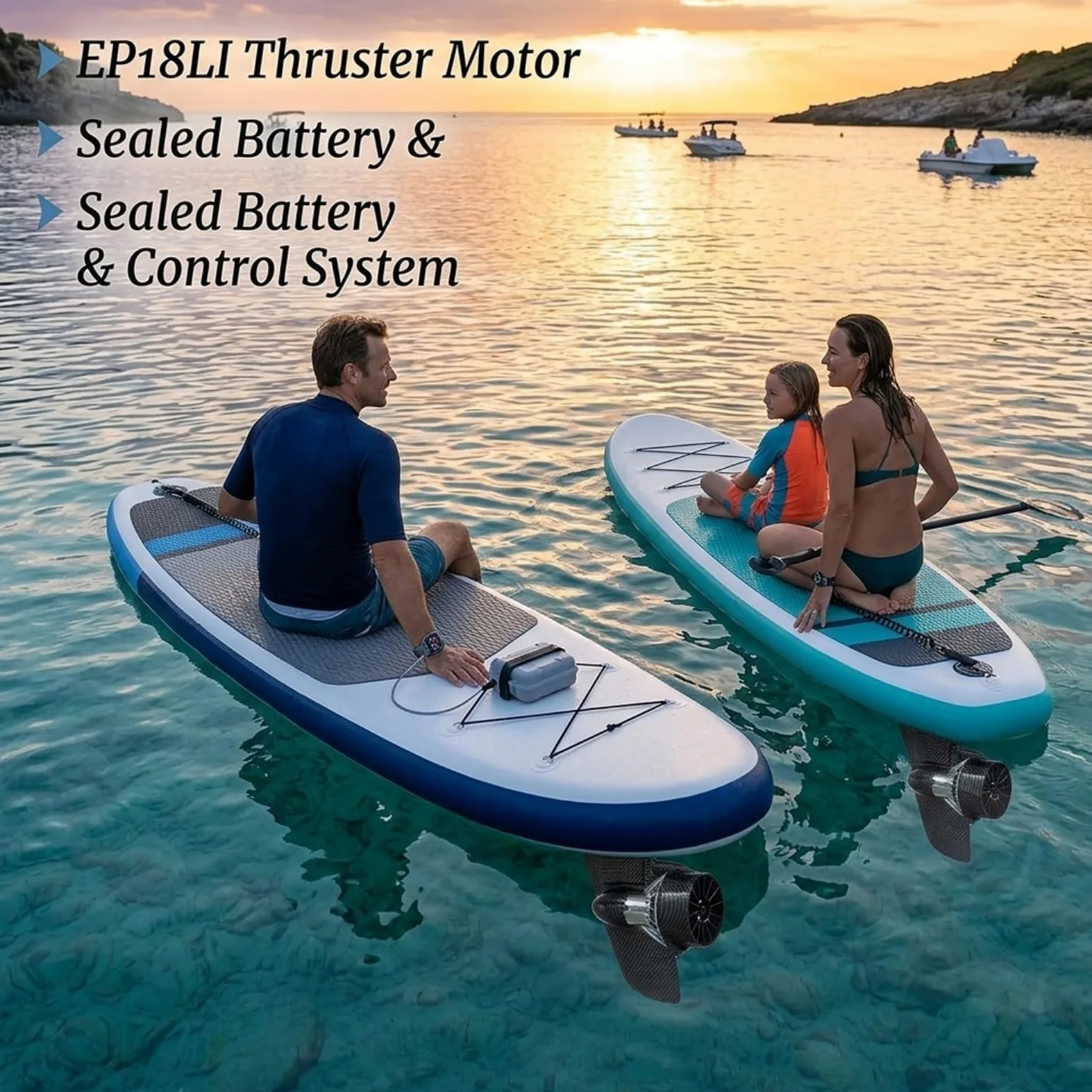 Motor Eléctrico para Paddle Board 24V 288Wh Kit Propulsión Subacuática para Kayak y Sup con Sistema Mando Inalámbrico Velocidad para Uso Marino Industrial