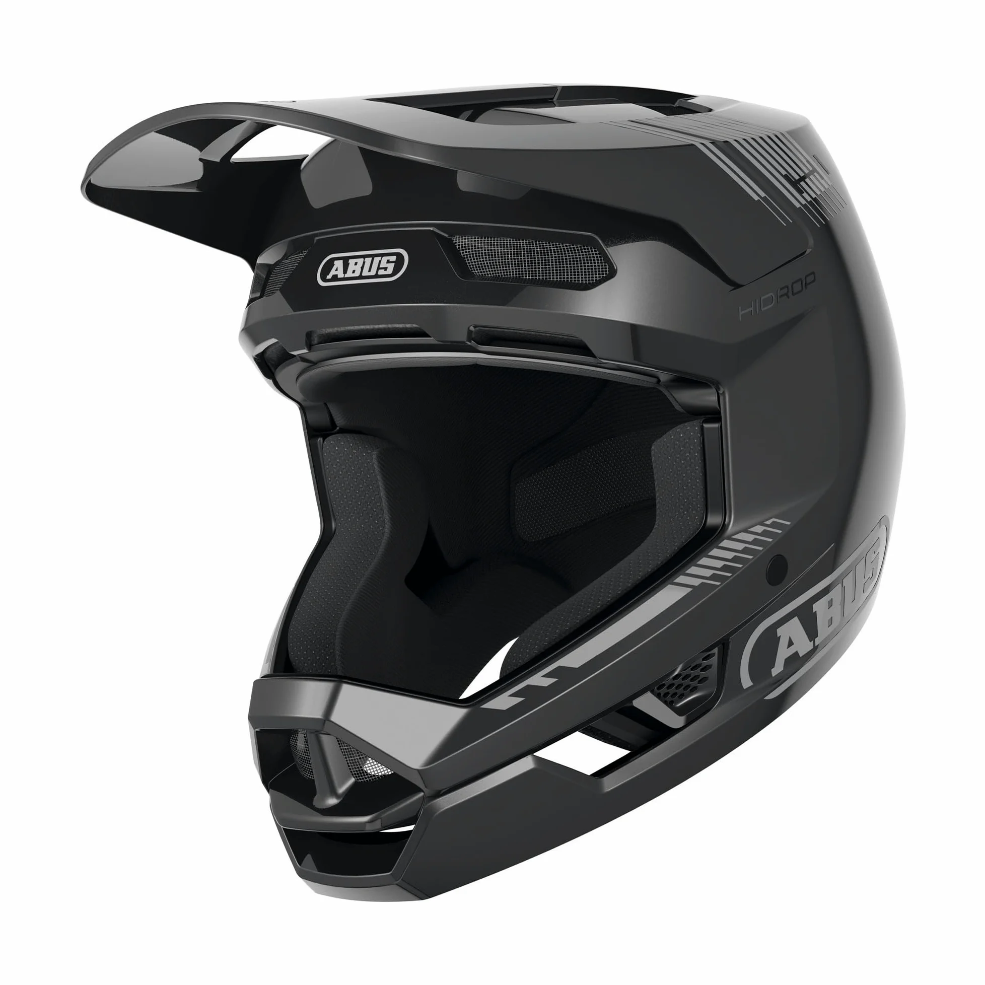 ABUS Casco Downhill HiDrop, Fullface, Muted Black, Talla L | Casco de bicicleta certificado ASTM con carcasa ABS para MTB, Downhill, Enduro y Bikepark, adultos y jóvenes