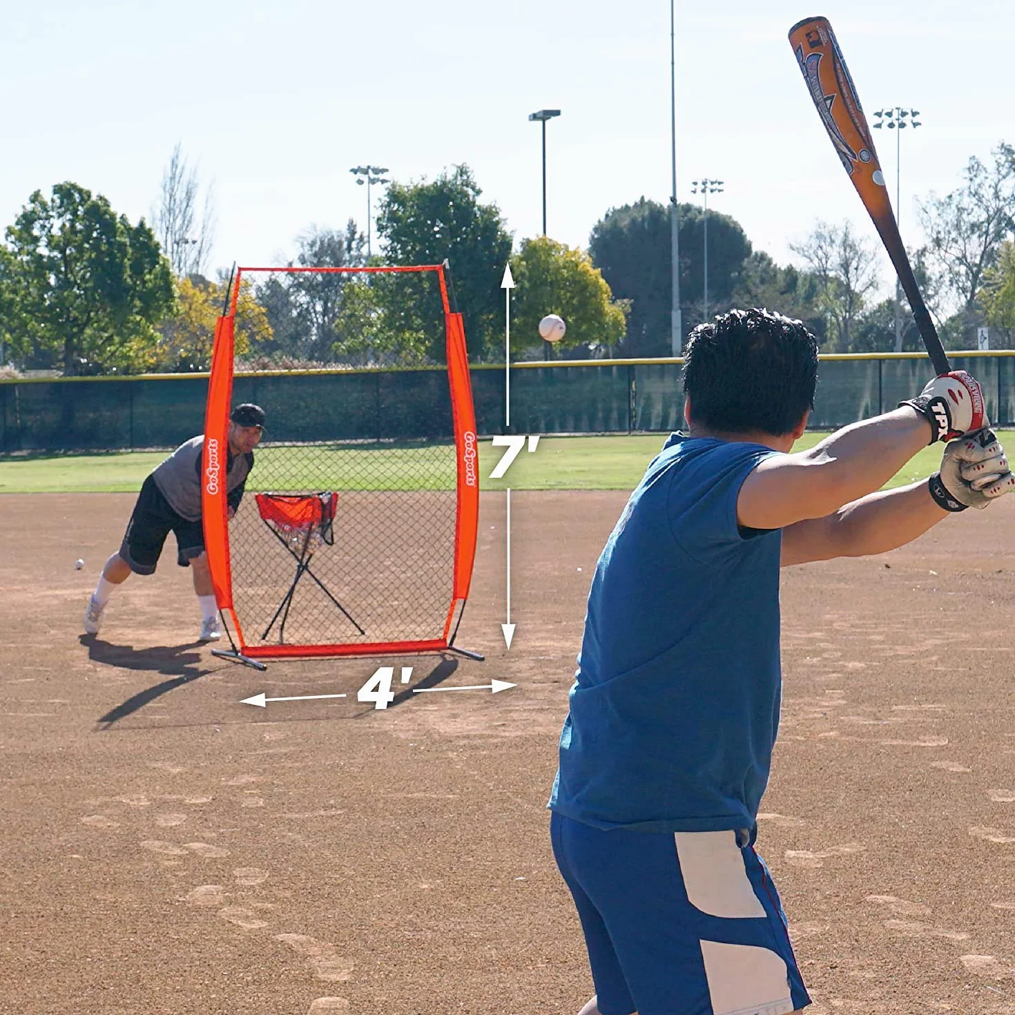 GoSports Pantalla de lanzamiento de béisbol y sóftbol, red de protección para lanzador, pantalla L o pantalla I