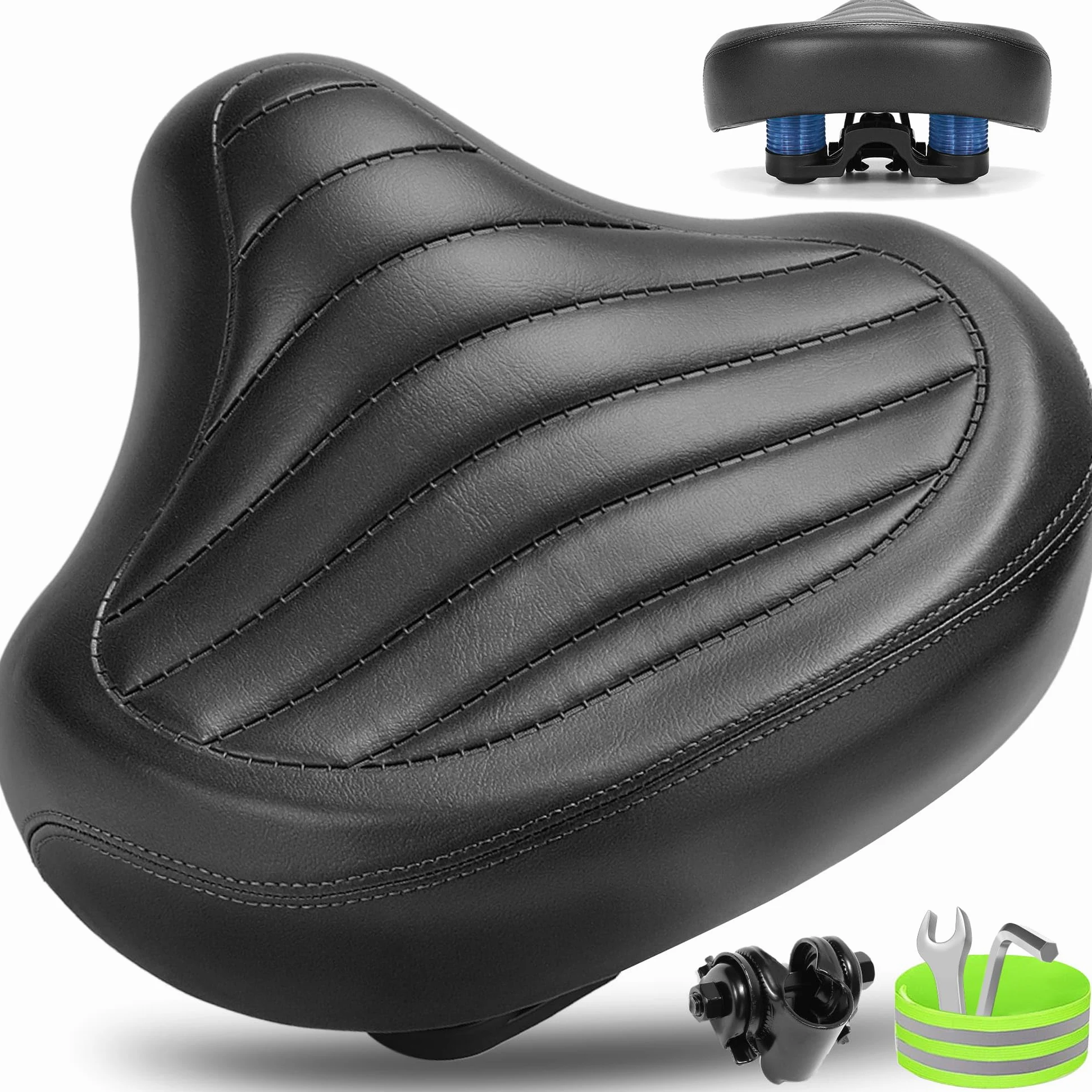 CDYWD Nuevo sillín de bicicleta ancho sin nariz para hombres y mujeres, cómodo, suave, ergonómico, cómodo asiento de bicicleta vintage, sillín de repuesto universal para bicicleta de montaña